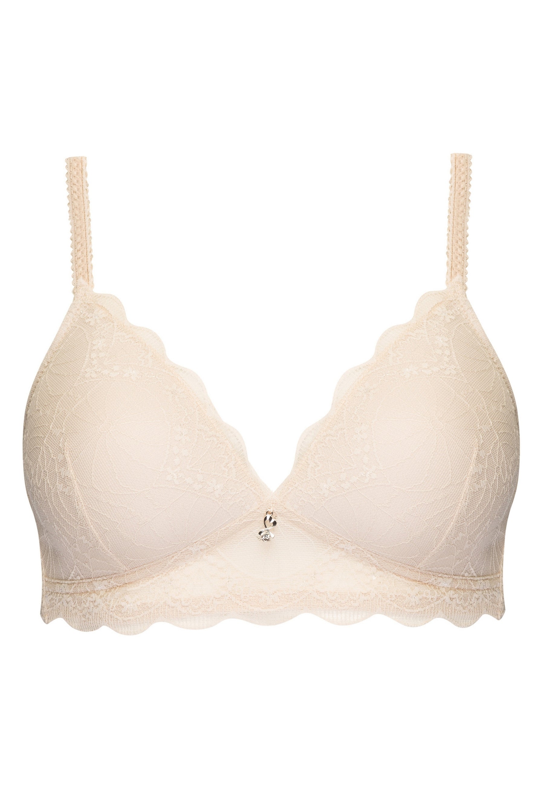 Voorzijde productafbeelding soft bh met kant in de kleur beige van het merk Naturana