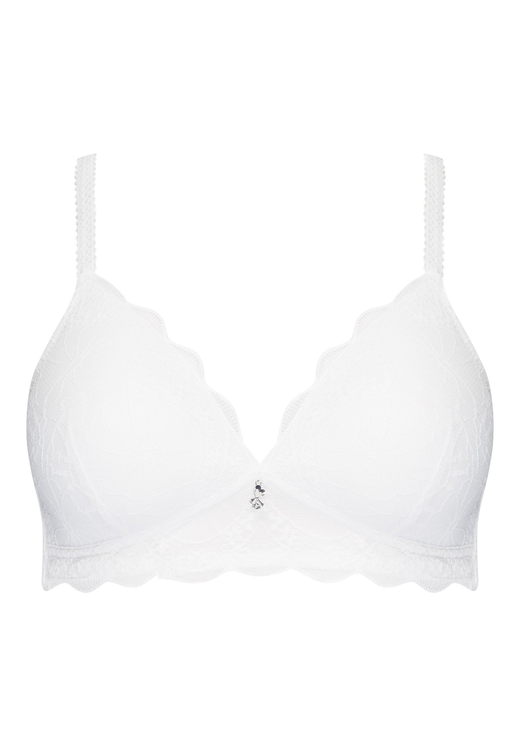 Voorzijde productafbeelding soft bh met kant in de kleur wit van het merk Naturana