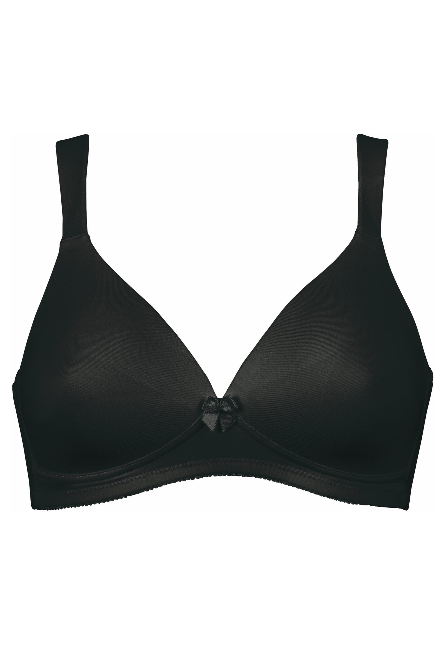 Voorzijde productafbeelding soft bh met brede bandjes in de kleur zwart van het merk Naturana