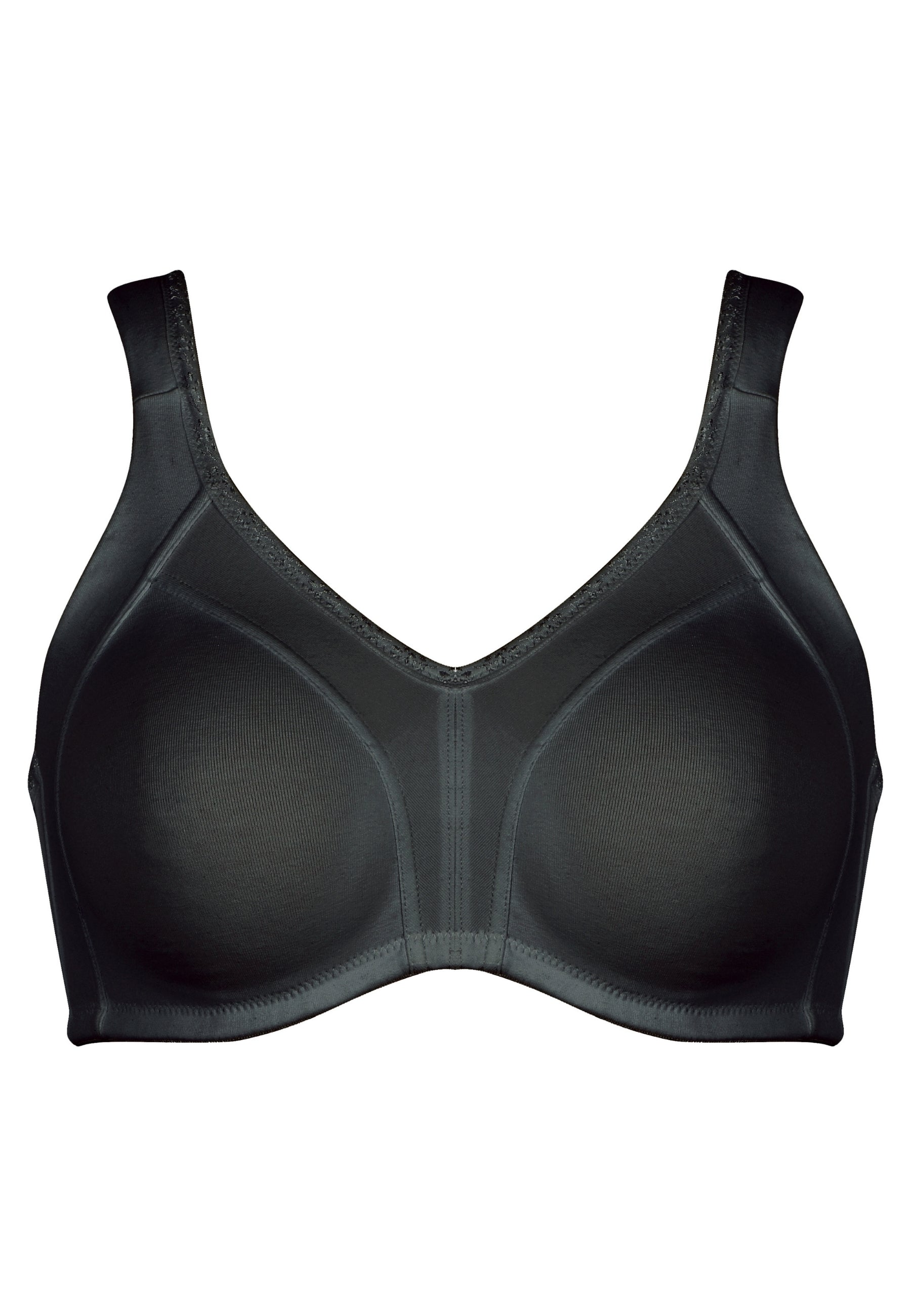 Voorzijde productafbeelding katoenen minimizer bh met side smoother in de kleur zwart van het merk Naturana