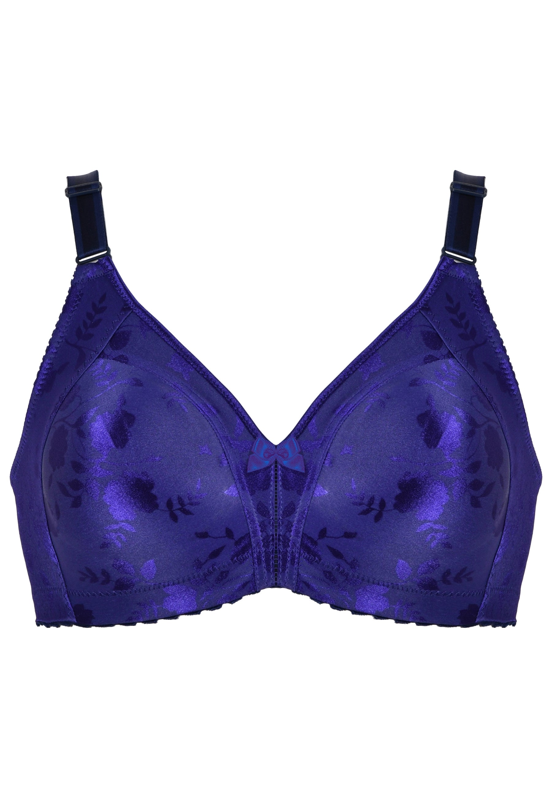Voorzijde productafbeelding minimizer bh met bloemenpatroon in de kleur galaxy violet van het merk Naturana