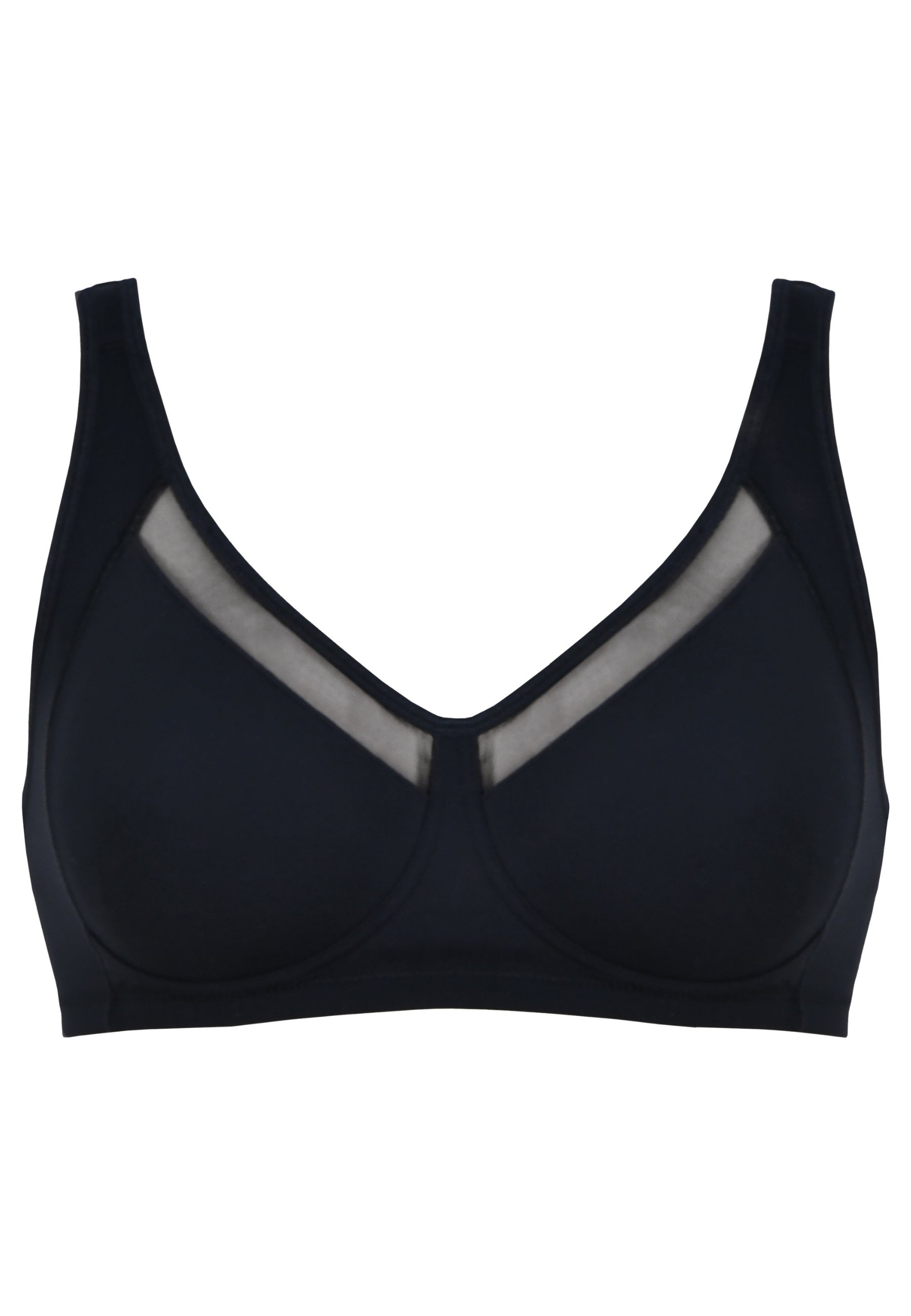 Voorzijde productafbeelding soft bh met meshrand in de kleur zwart van het merk Naturana