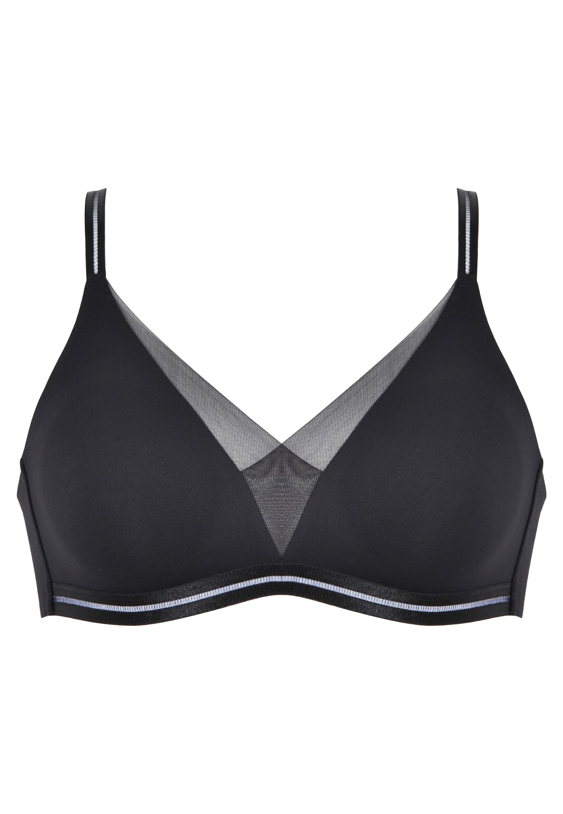 Voorzijde productafbeelding soft bh met mesh detail in de kleur zwart van het merk Naturana