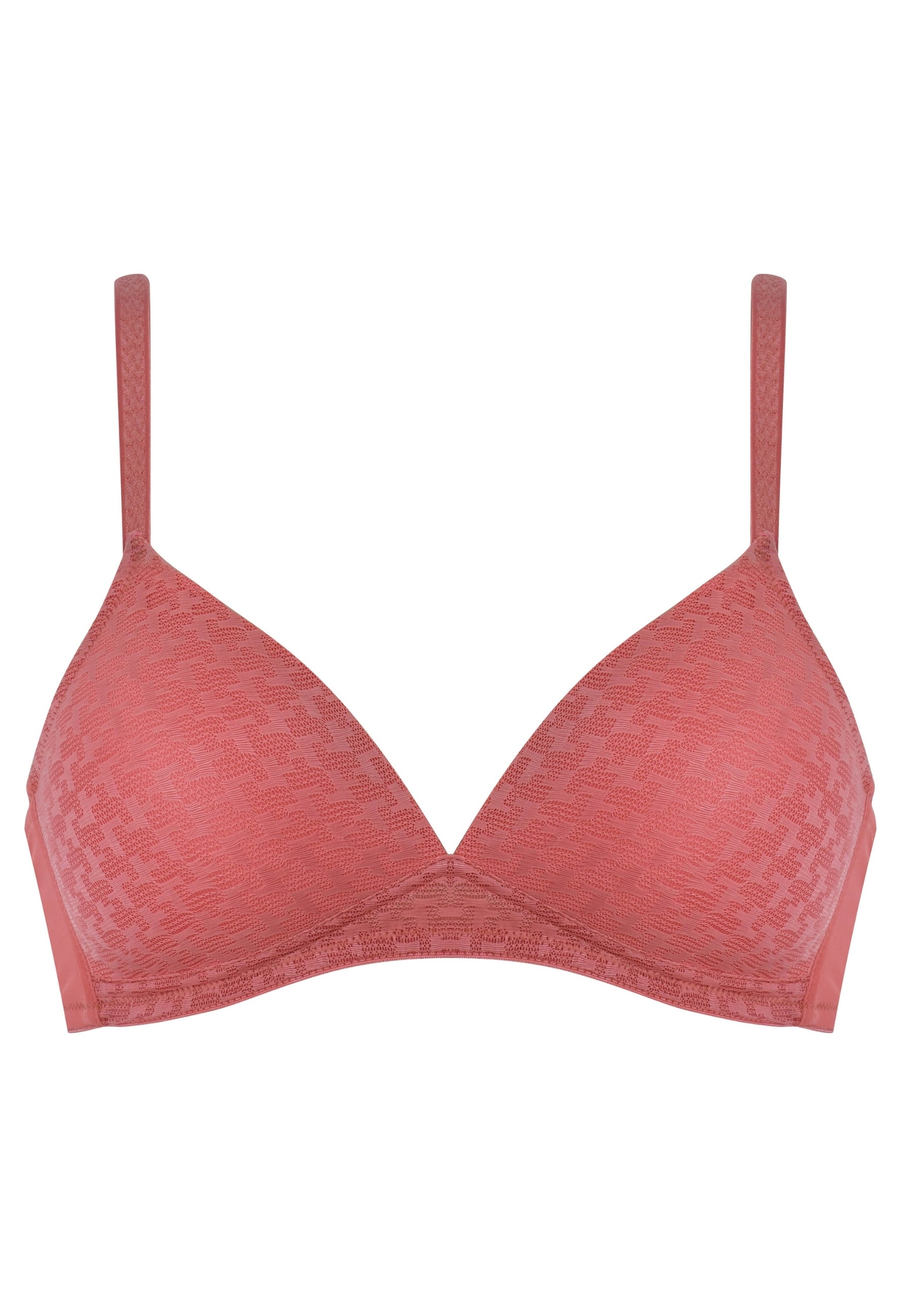 Voorzijde soft bh met pied de poule patroon in de kleur sunkissed van het merk Naturana