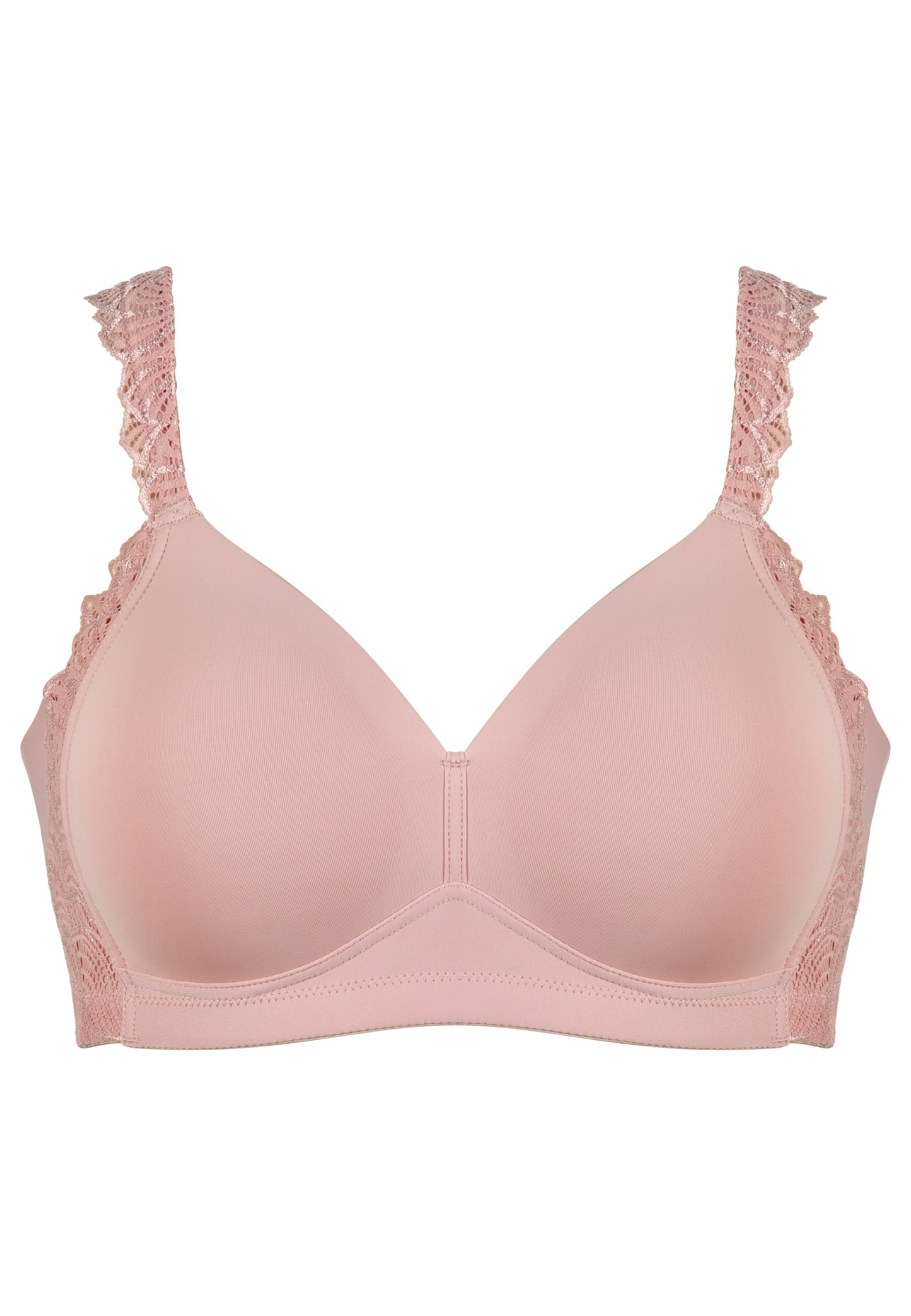 Voorzijde productafbeelding side smoother bh met gerecycled kant in de kleur pink rose van het merk Naturana