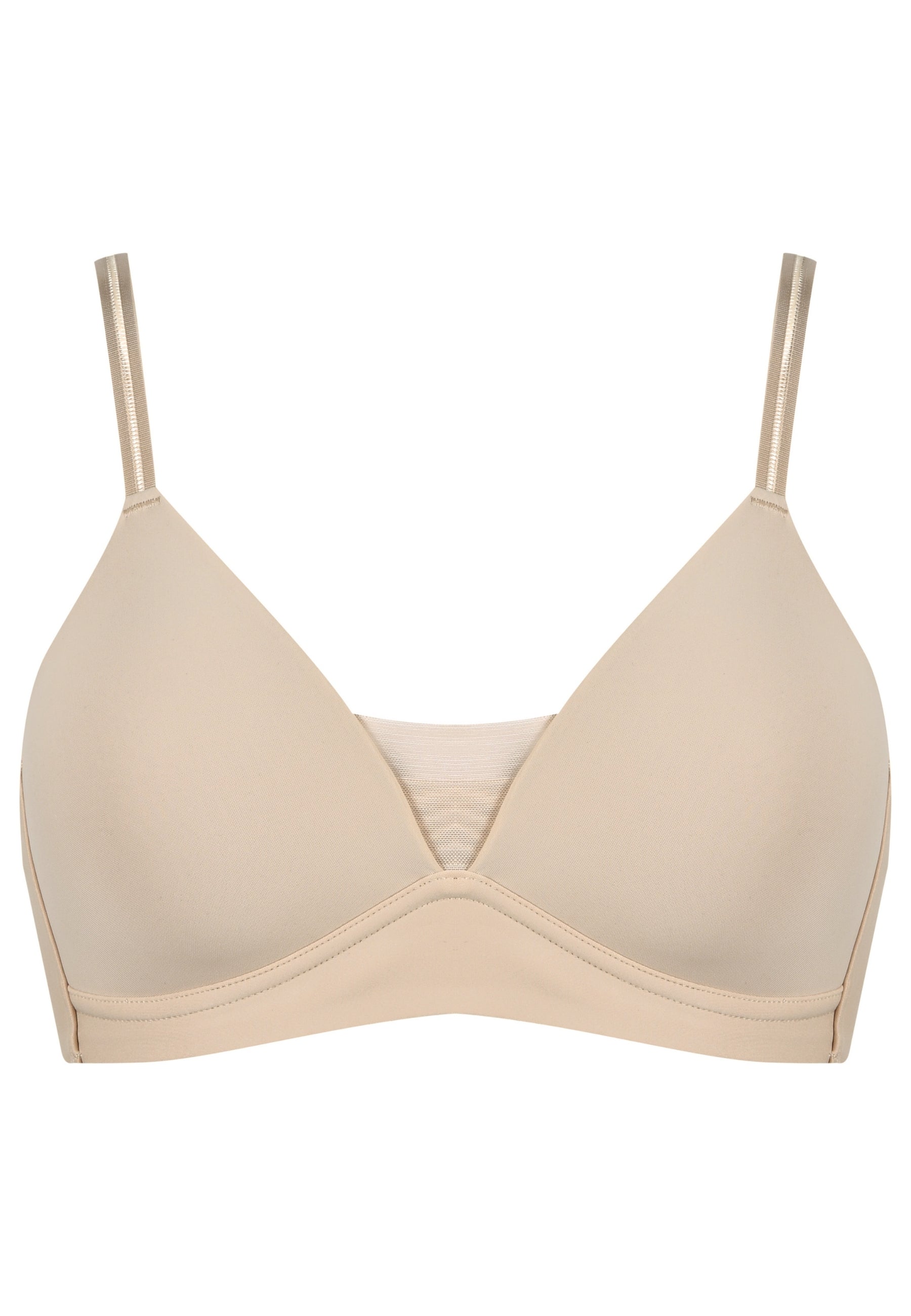 Voorzijde productafbeelding voorgevormde soft bh met mesh detail in de kleur beige van het merk Naturana