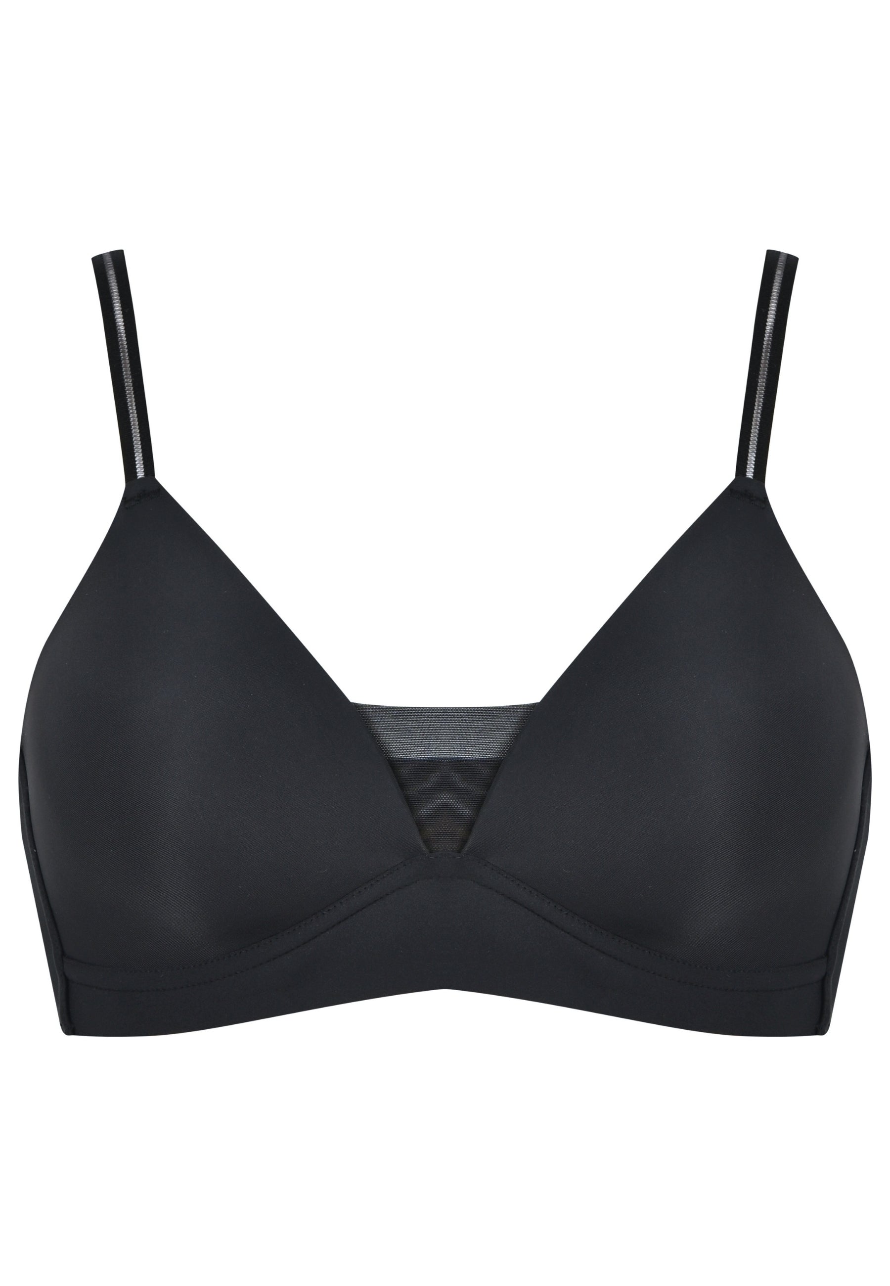 Voorzijde productafbeelding voorgevormde soft bh met mesh detail in de kleur zwart van het merk Naturana