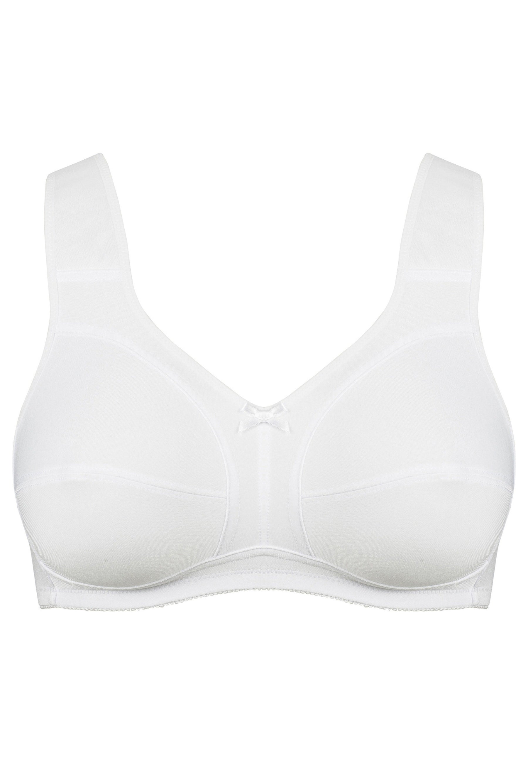 Voorzijde productafbeelding soft bh met gewatteerde bandjes in de kleur wit van het merk Naturana