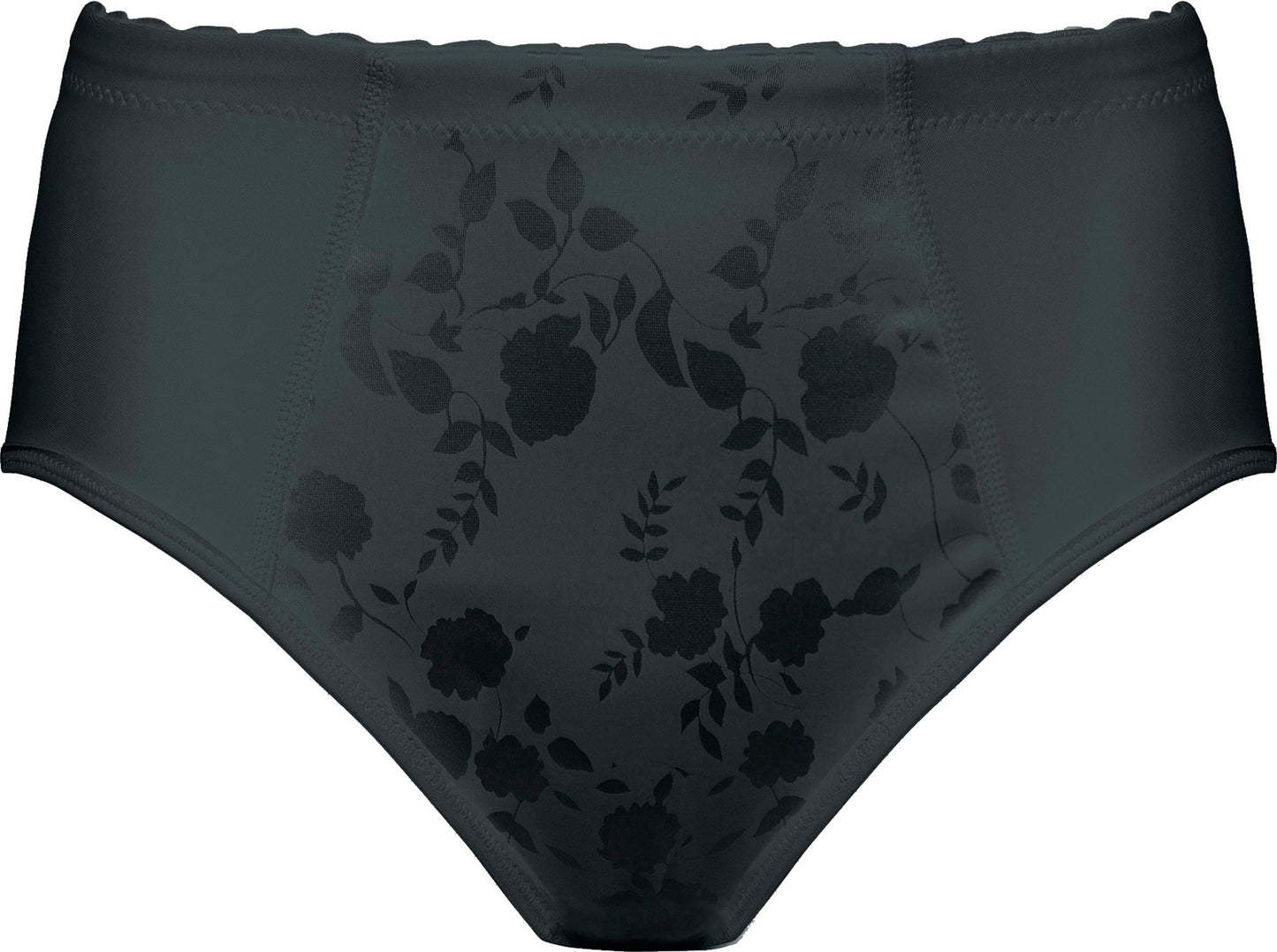 Voorzijde productafbeelding minimizer slip met bloemenpatroon in de kleur Zwart van het merk Naturana