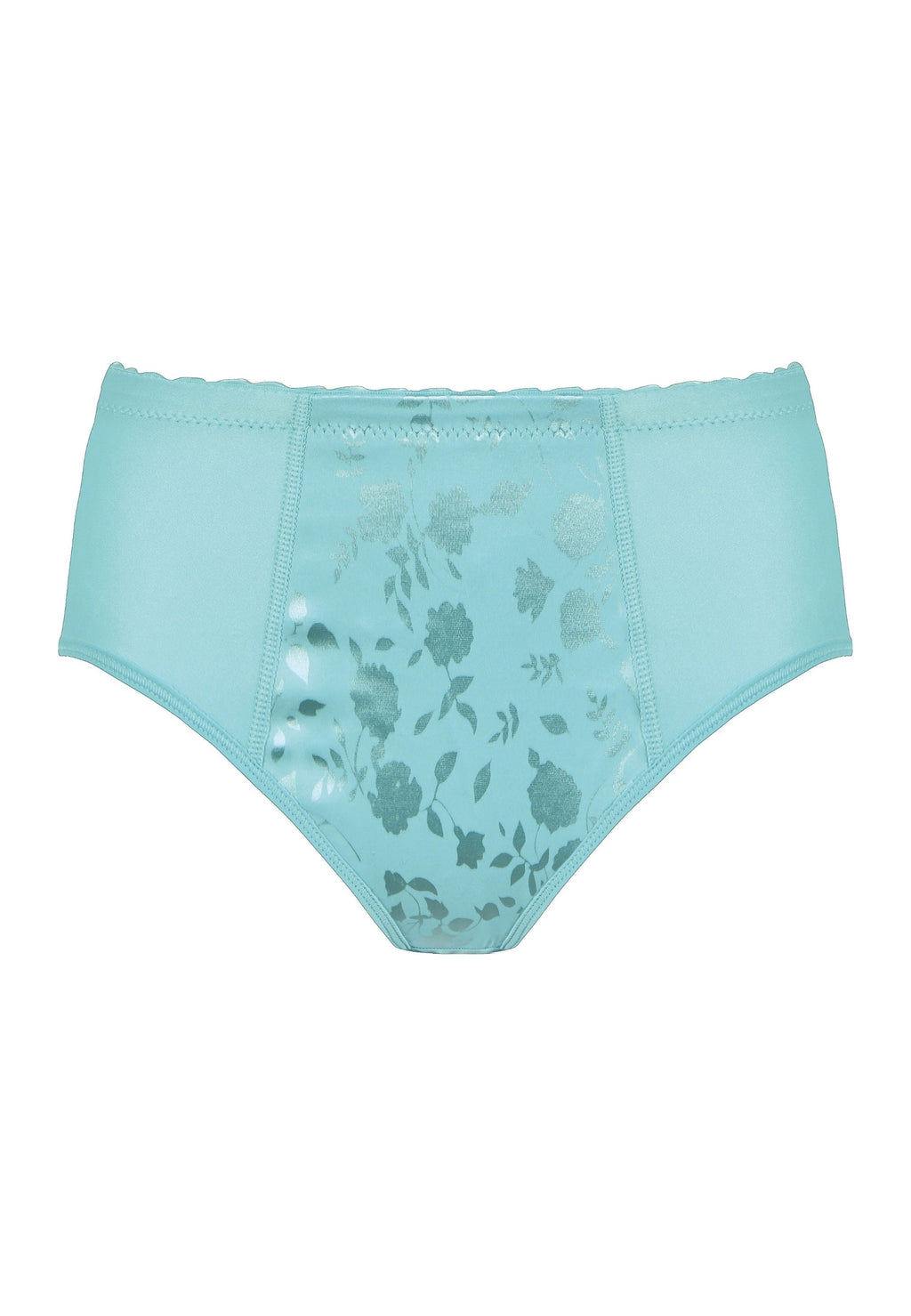 Voorzijde productafbeelding minimizer slip met bloemenpatroon in de kleur aquamarine van het merk Naturana