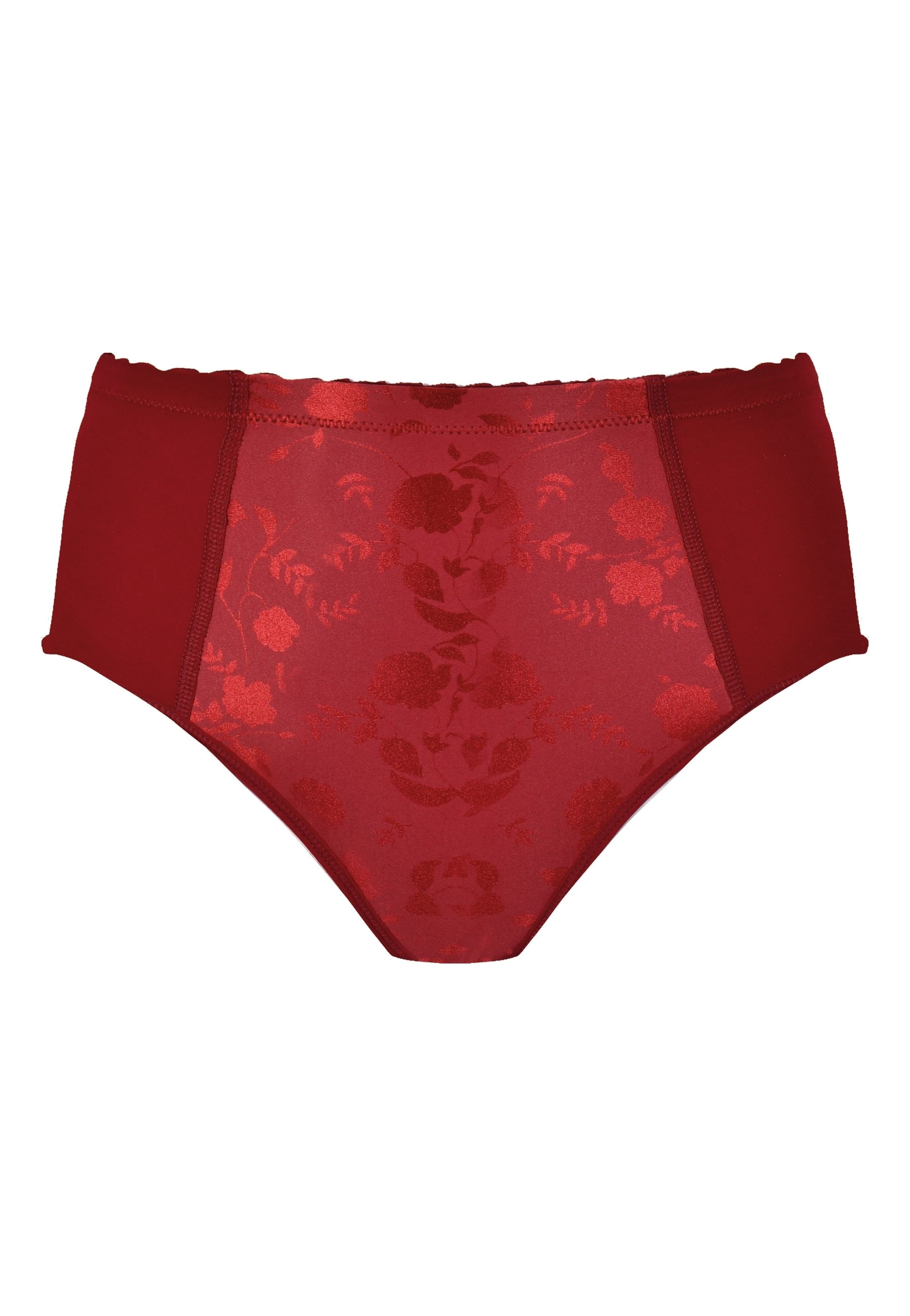 Voorzijde minimizer slip met bloemenpatroon in de kleur deep claret van het merk Naturana
