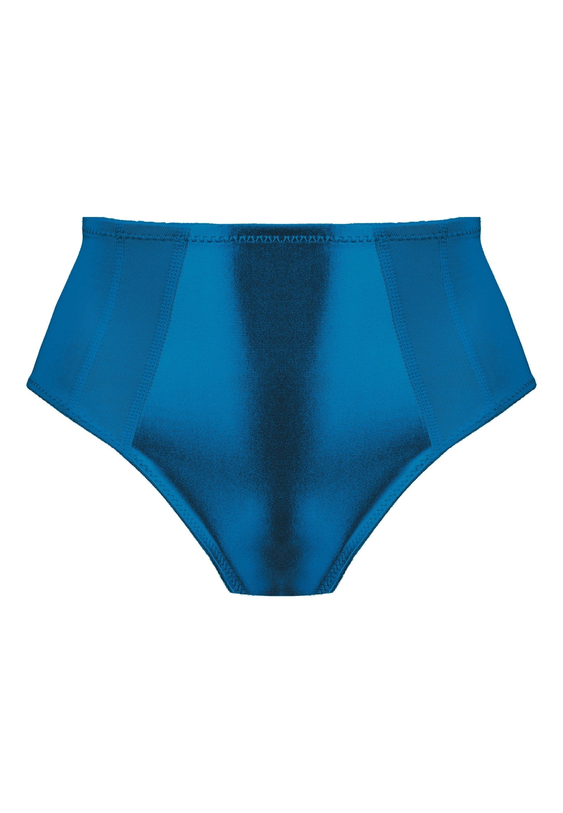 Voorzijde productafbeelding minimizer slip met glanzend effect in de kleur mykonos blue van het merk Naturana draagt