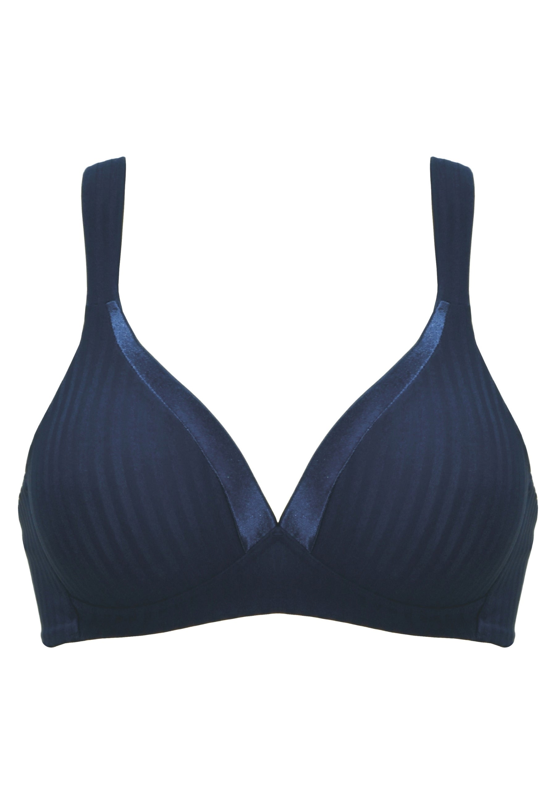 Voorzijde productafbeelding soft bh met strepen in de kleur navy van het merk Naturana