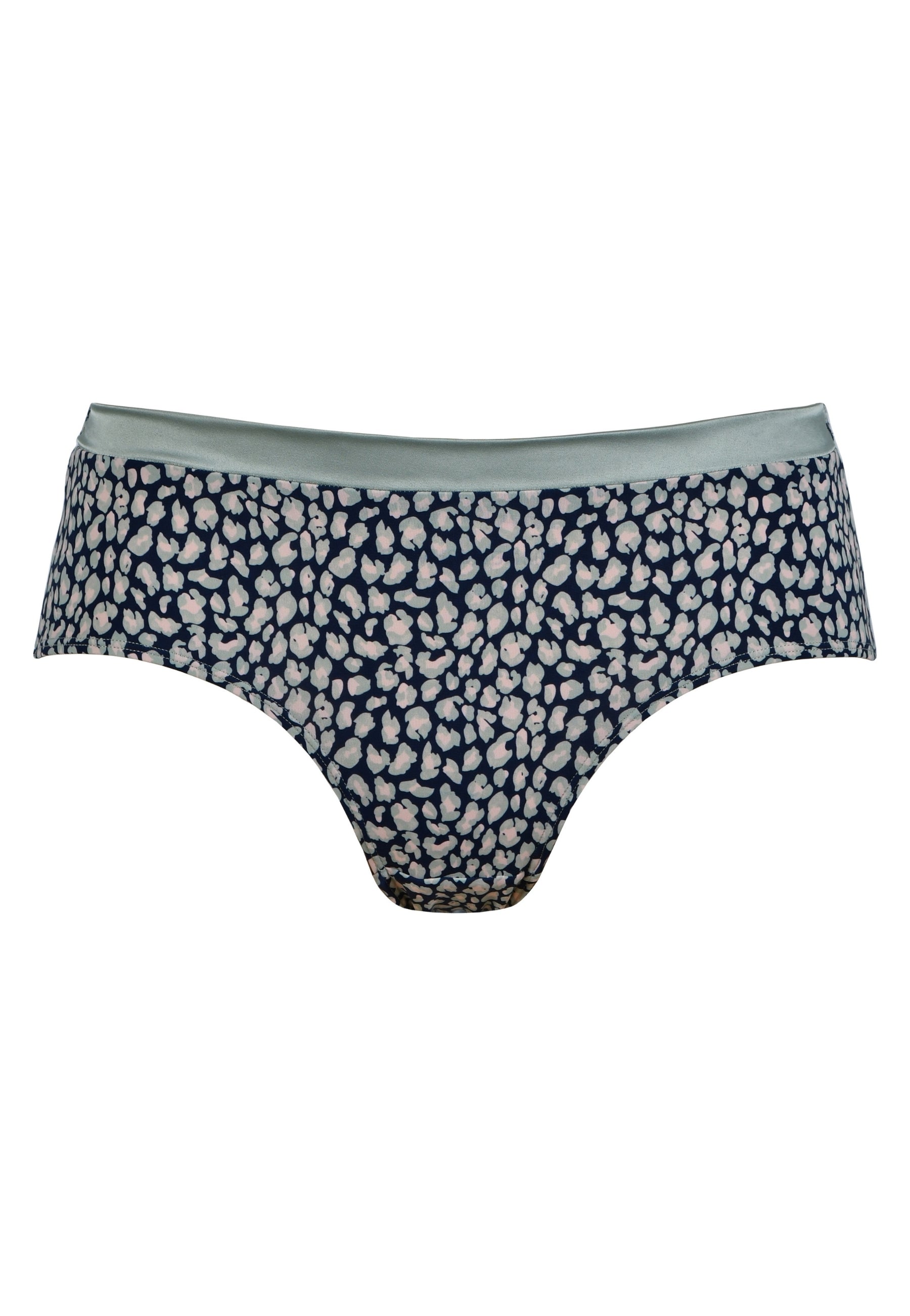 Voorzijde productafbeelding slip met glansband in de kleur leopard print van het merk Naturana 