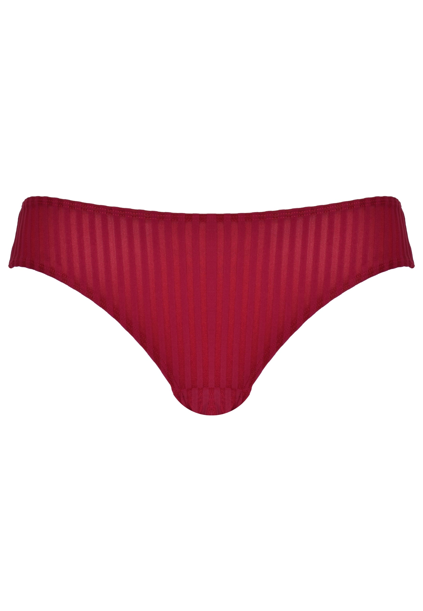 Voorzijde productafbeelding slip met strepen in de kleur burgundy van het merk Naturana