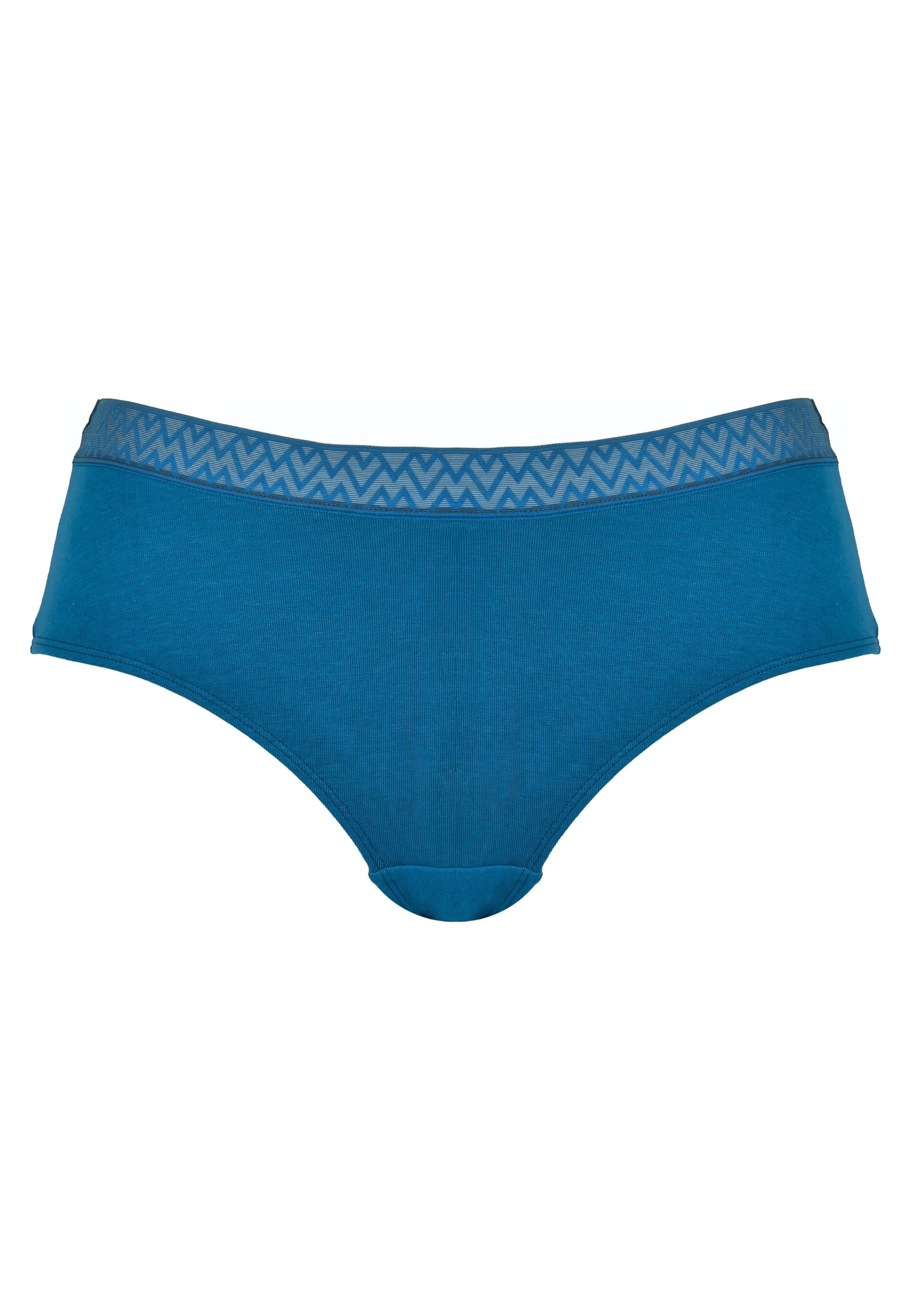 Voorzijde productafbeelding katoenen slip met kanten rand in de kleur mykonos blue van het merk Naturana 