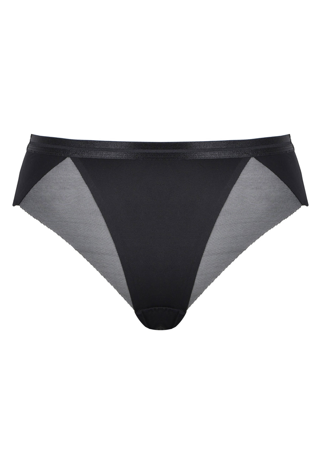 Voorzijde productafbeelding slip met mesh detail in de kleur zwart van het merk Naturana 