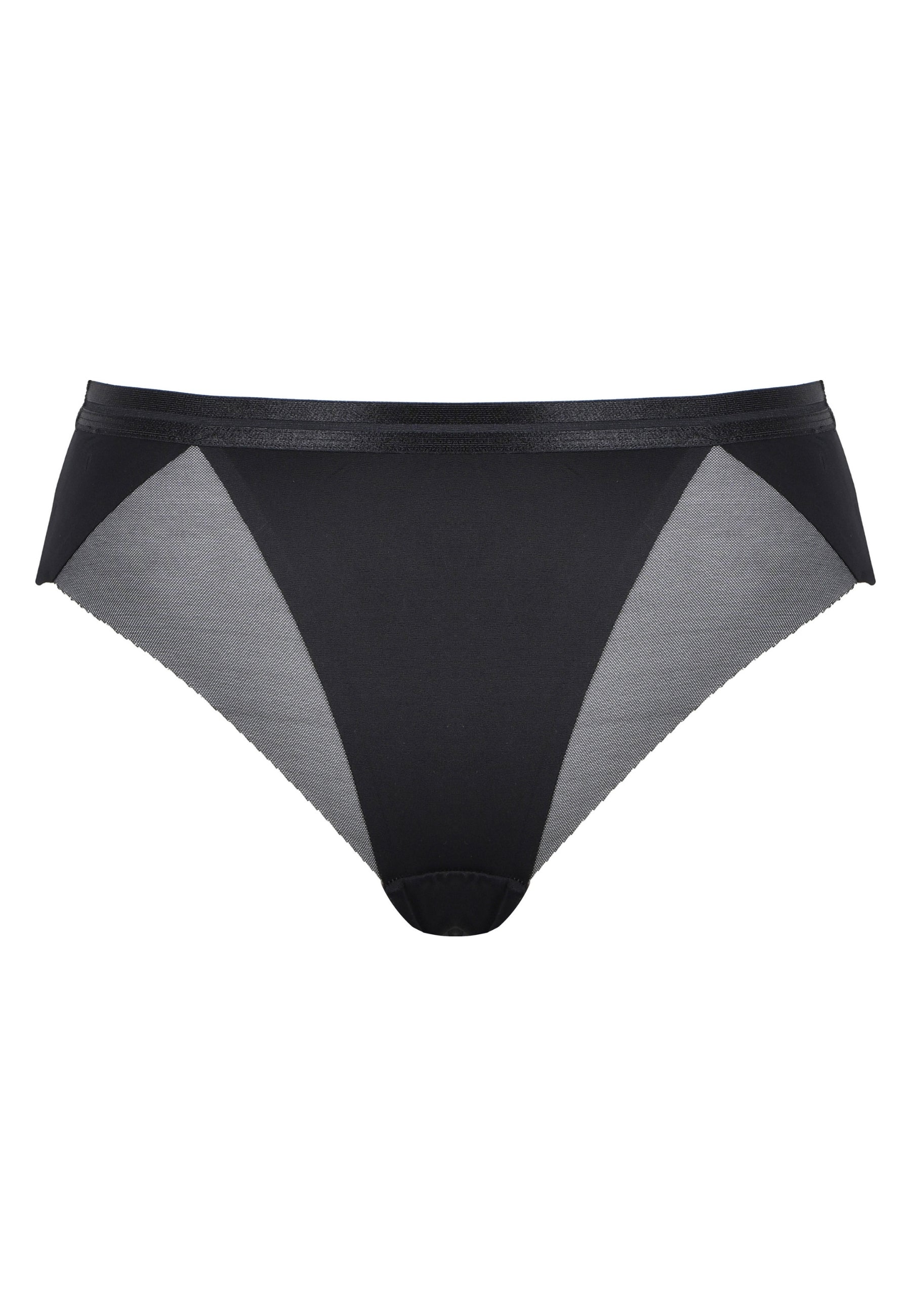 Voorzijde productafbeelding slip met mesh detail in de kleur zwart van het merk Naturana 