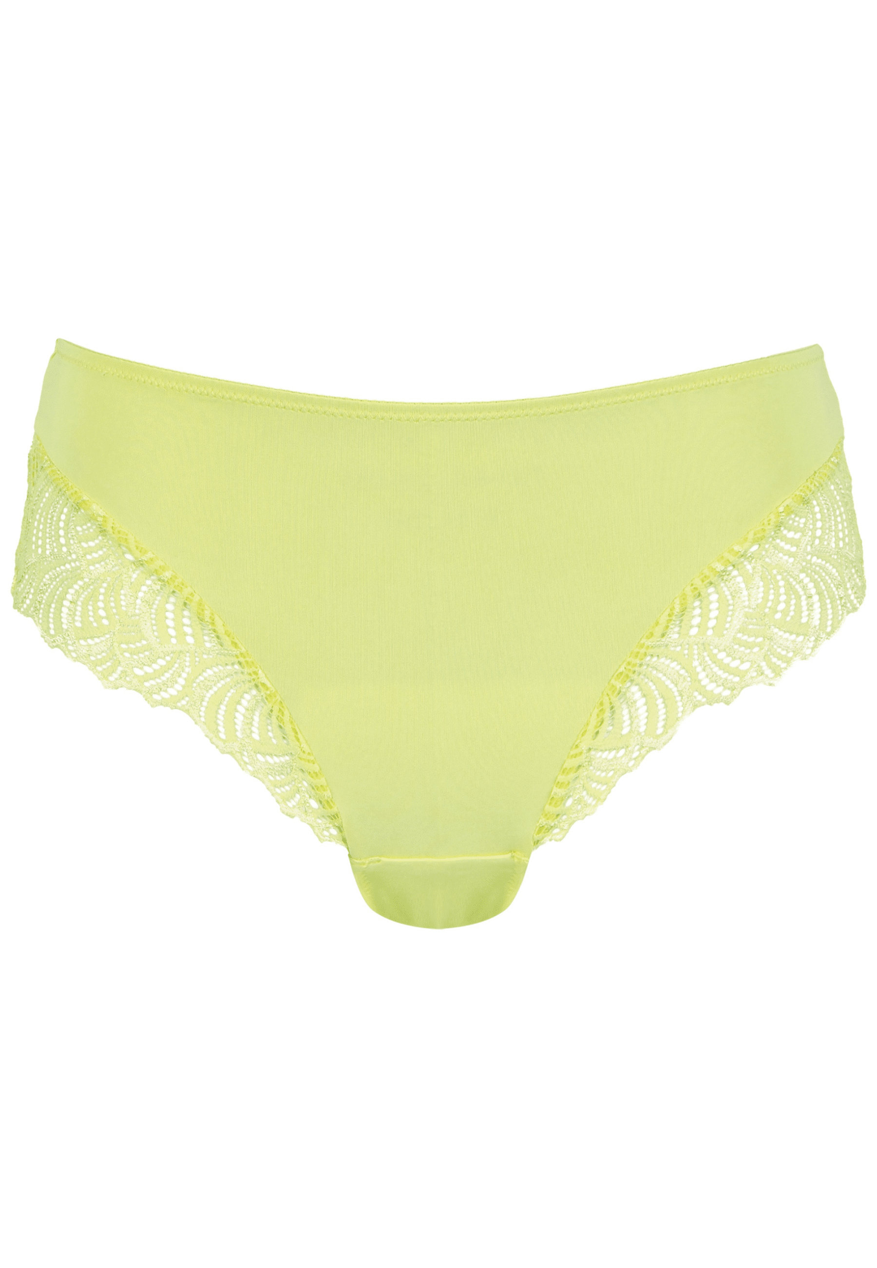 Voorzijde productafbeelding hipster met gerecycled kant in de kleur sunny lime van het merk Naturana