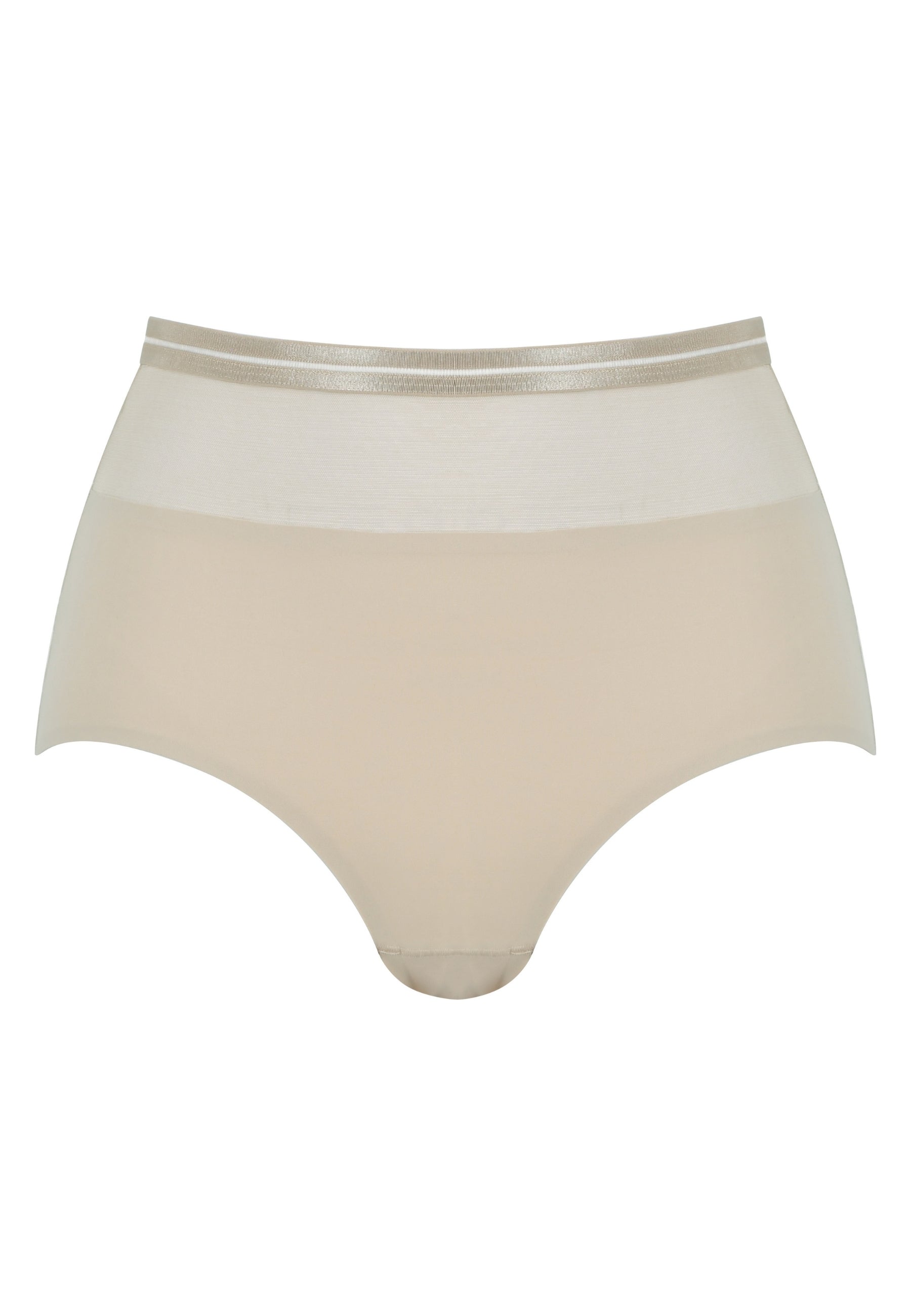 Voorzijde productafbeelding hoge slip met mesh detail in de kleur beige van het merk Naturana 