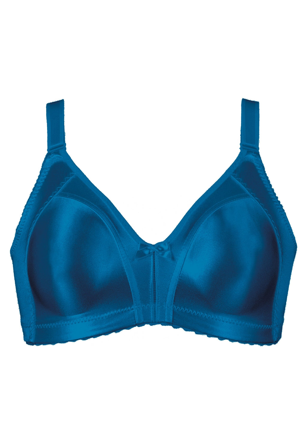 Voorzijde productafbeelding minimizer bh met glanzend effect in de kleur mykonos blue van het merk Naturana 