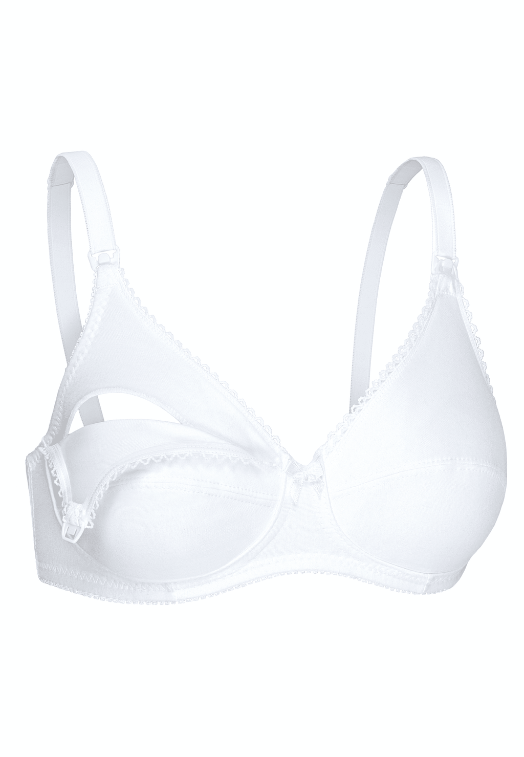 Zijde productafbeelding katoenen voedingsbh in de kleur wit van het merk Naturana