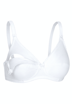 Zijde productafbeelding katoenen voedingsbh in de kleur wit van het merk Naturana