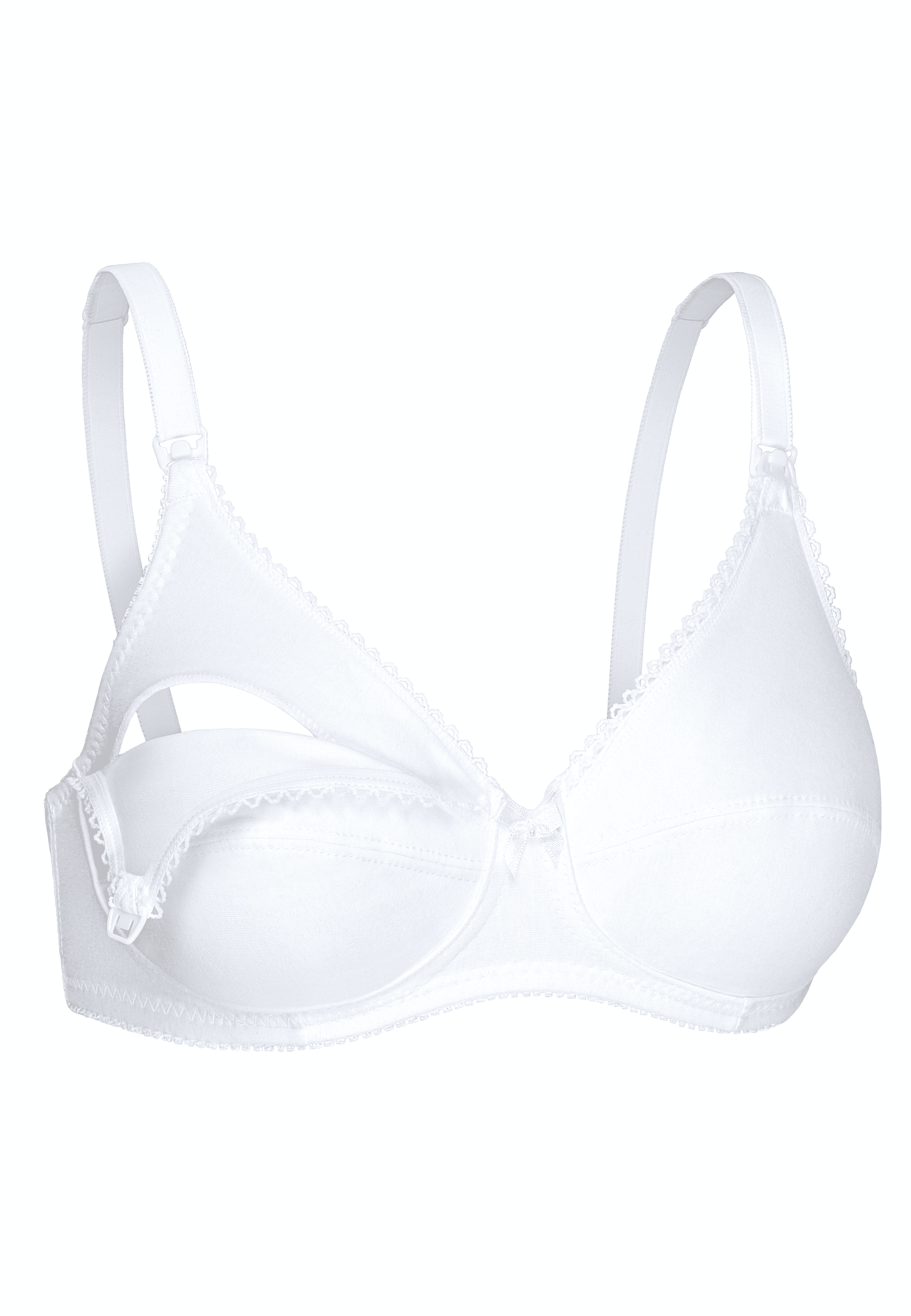 Zijde productafbeelding katoenen voedingsbh in de kleur wit van het merk Naturana