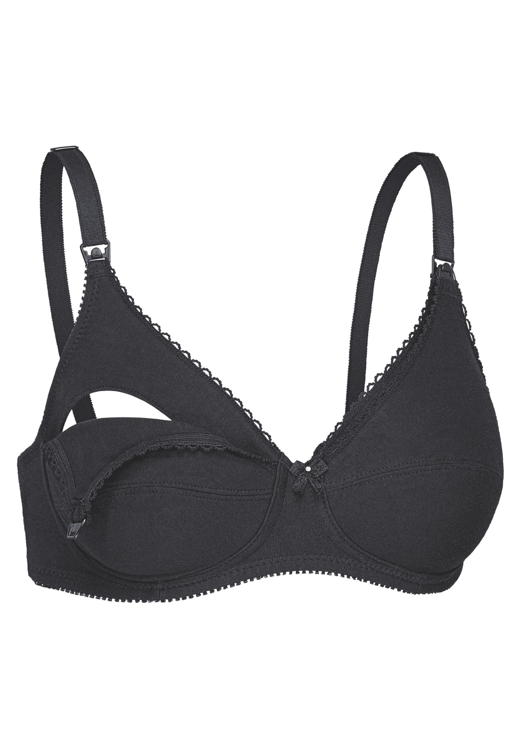 Zijde productafbeelding katoenen voedingsbh in de kleur zwart van het merk Naturana