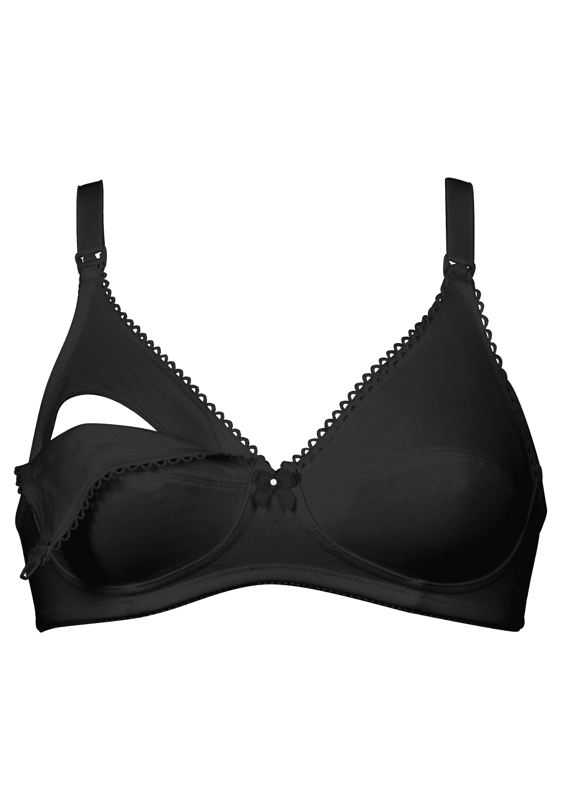 Voorzijde productafbeelding katoenen voedingsbh in de kleur zwart van het merk Naturana