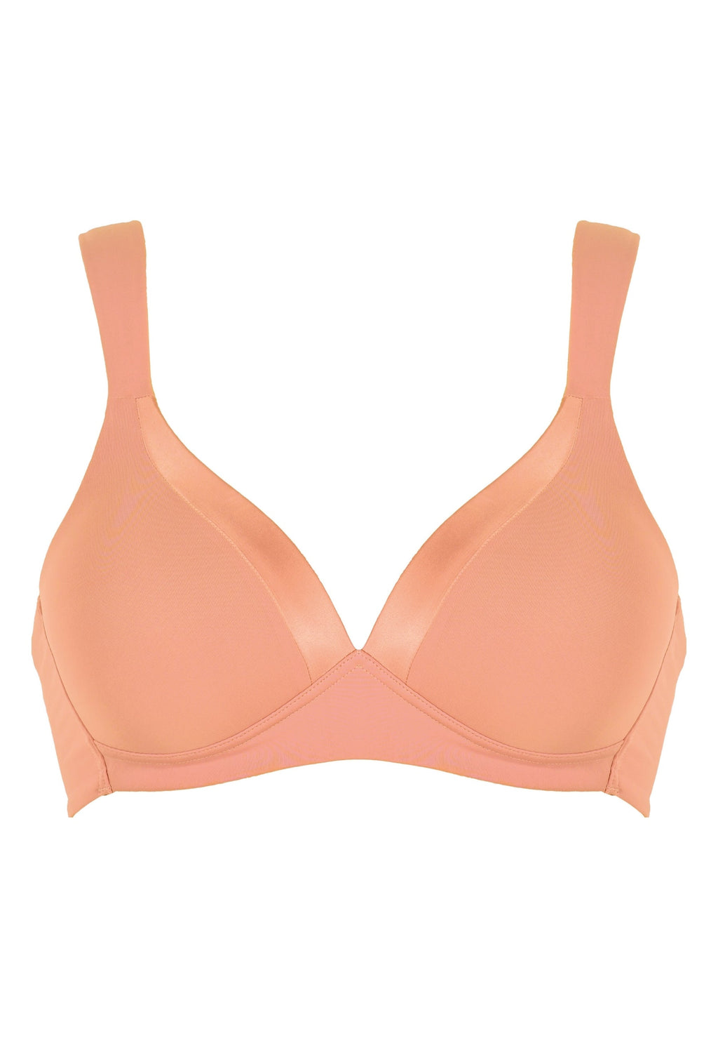Voorzijde productafbeelding soft bh met glansband in de kleur peach pink van het merk Naturana 