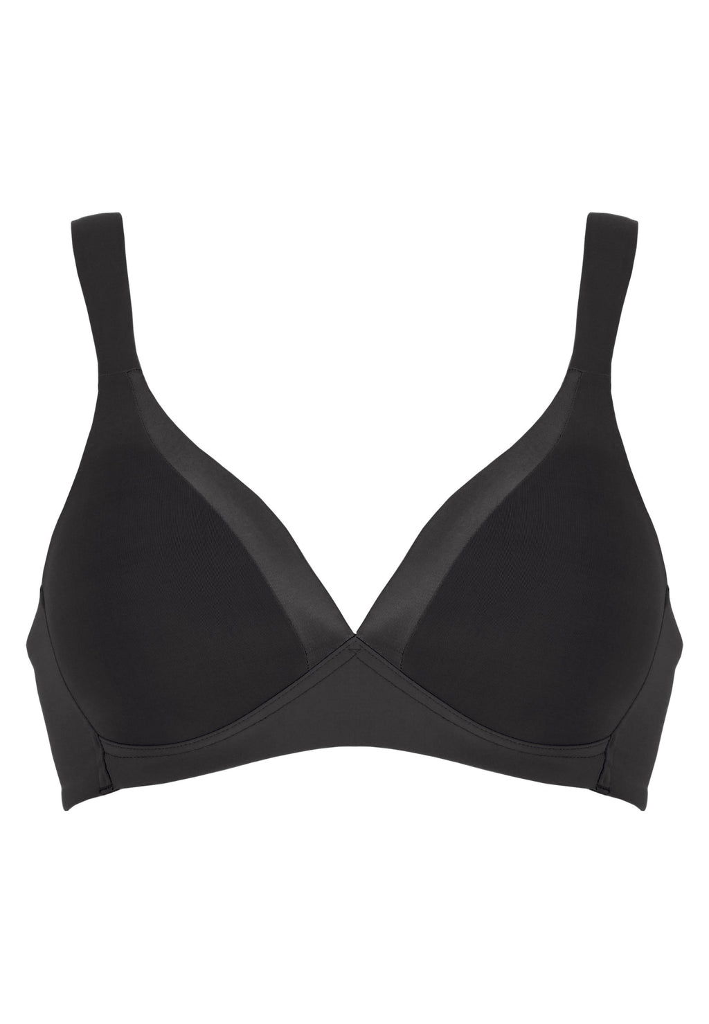 Voorzijde productafbeelding soft bh met glansband in de kleur zwart van het merk Naturana