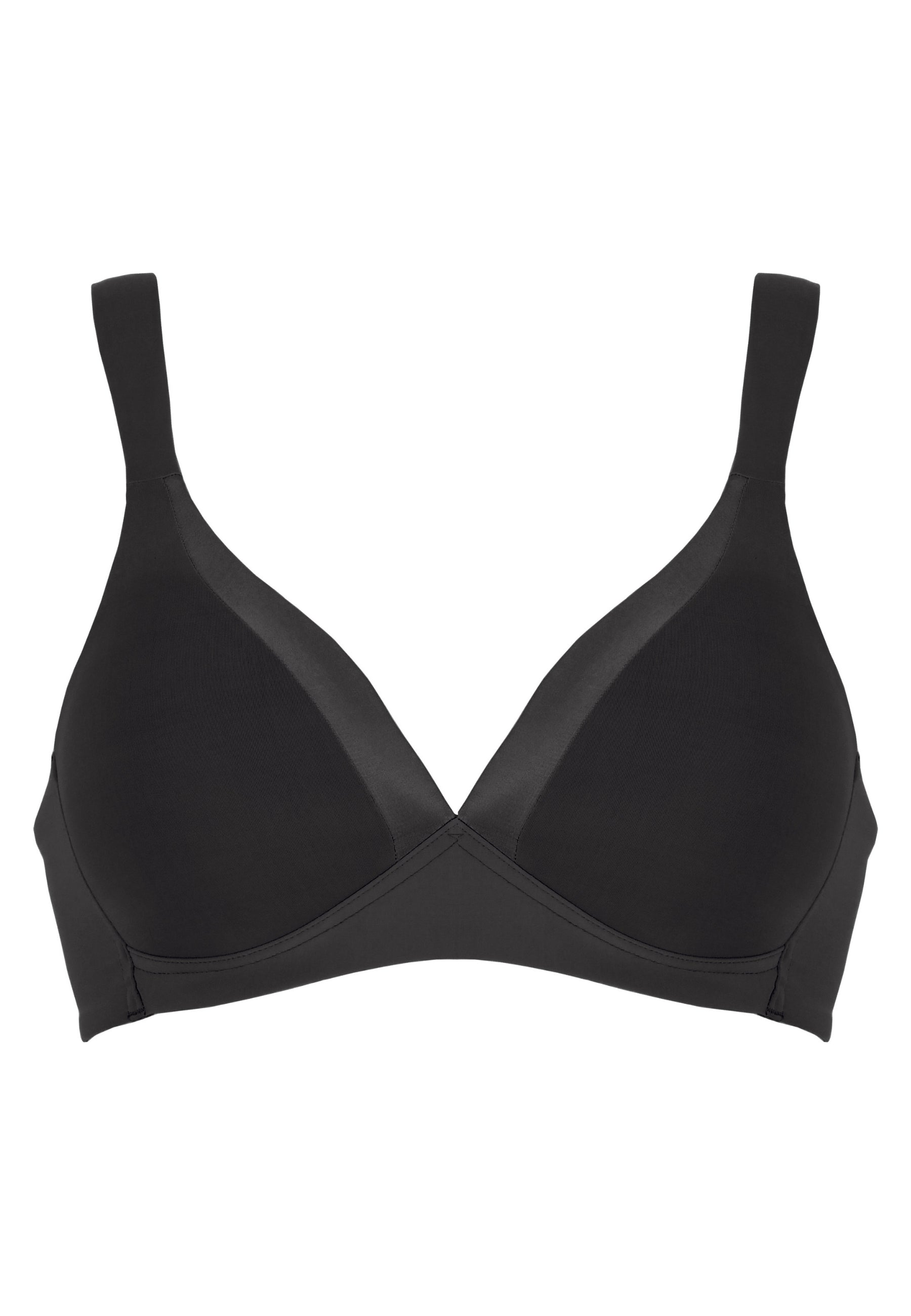 Voorzijde productafbeelding soft bh met glansband in de kleur zwart van het merk Naturana