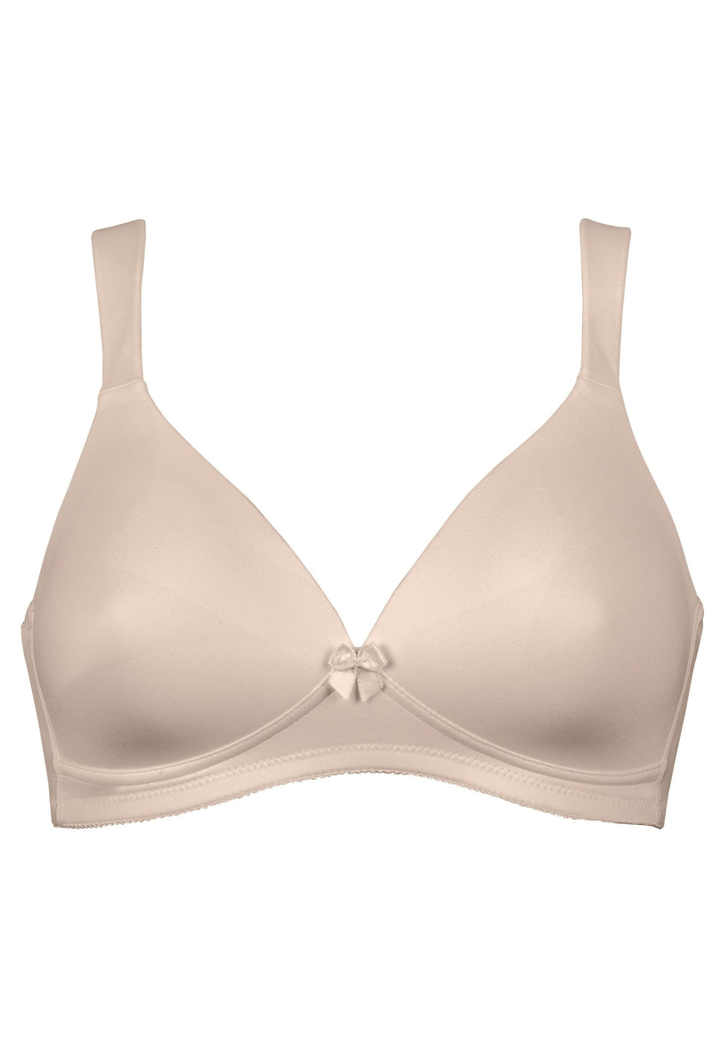 Voorzijde productafbeelding soft bh met brede bandjes in de kleur beige van het merk Naturana