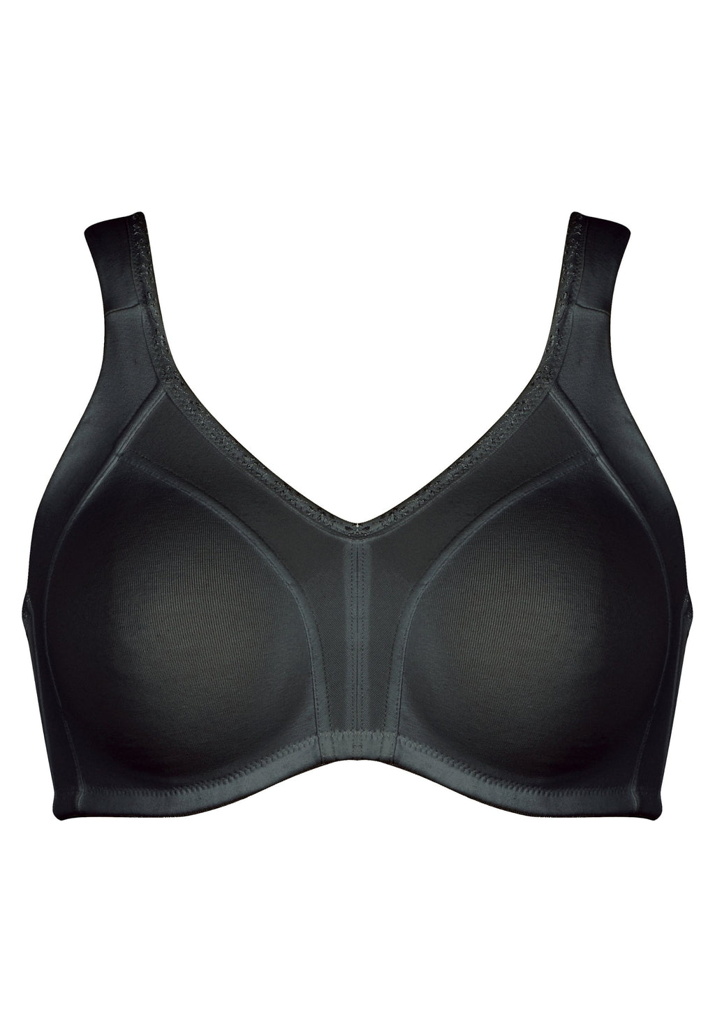 Voorzijde productafbeelding katoenen minimizer bh met side smoother in de kleur zwart van het merk Naturana