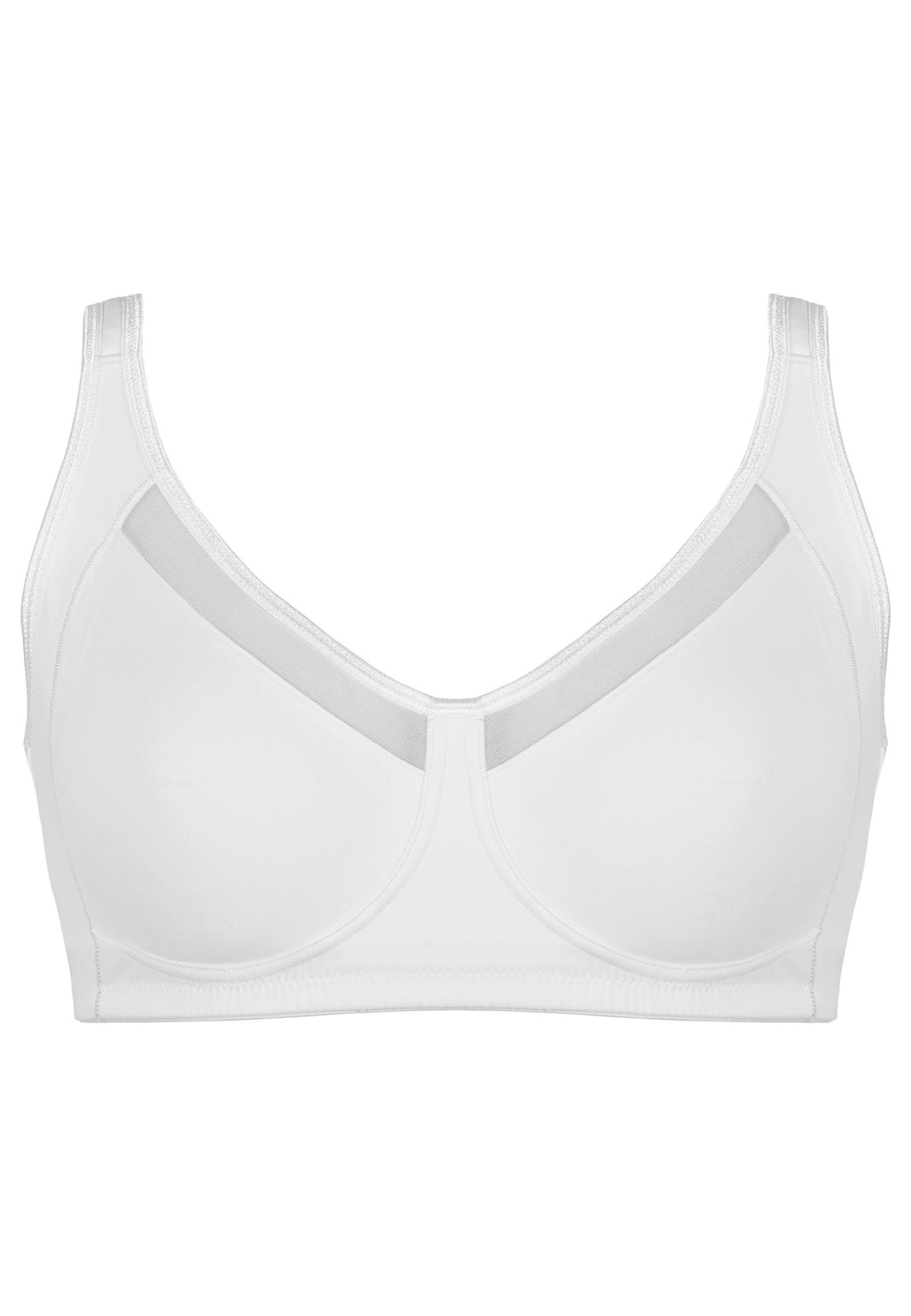 Voorzijde productafbeelding soft bh met meshrand in de kleur wit van het merk Naturana
