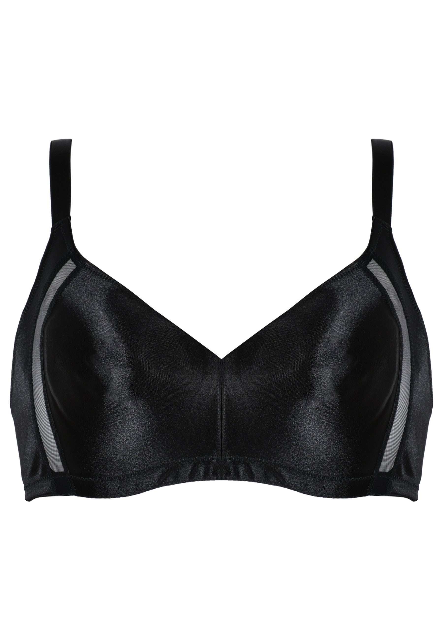 Voorzijde productafbeelding minimizer bh met mesh detail in de kleur zwart  van het merk Naturana
