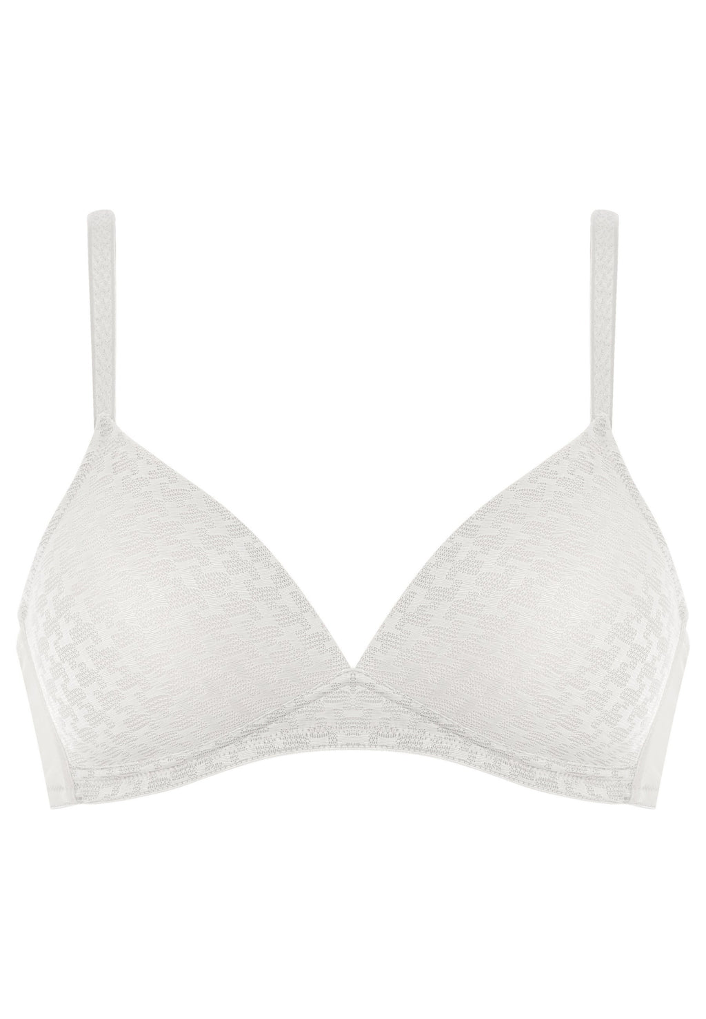 Voorzijde soft bh met pied de poule patroon in de kleur ecru van het merk Naturana