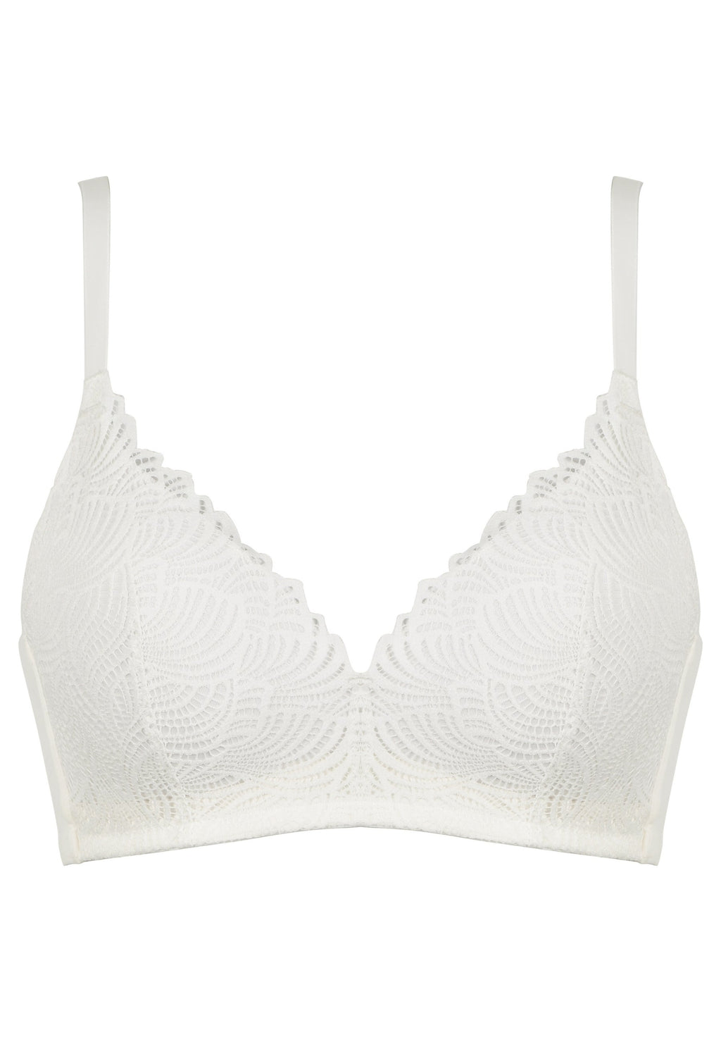 Voorzijde productafbeelding voorgevormde soft bh met gerecycled kant in de kleur ecru van het merk Naturana 