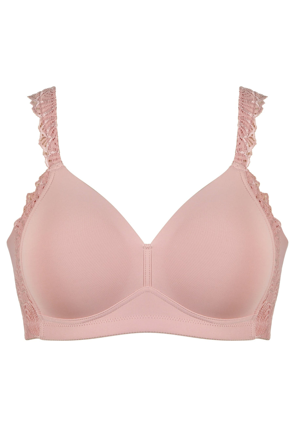 Voorzijde productafbeelding side smoother bh met gerecycled kant in de kleur pink rose van het merk Naturana 