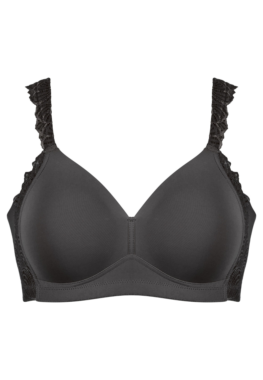 Voorzijde productafbeelding side smoother bh met gerecycled kant in de kleur zwart van het merk Naturana 