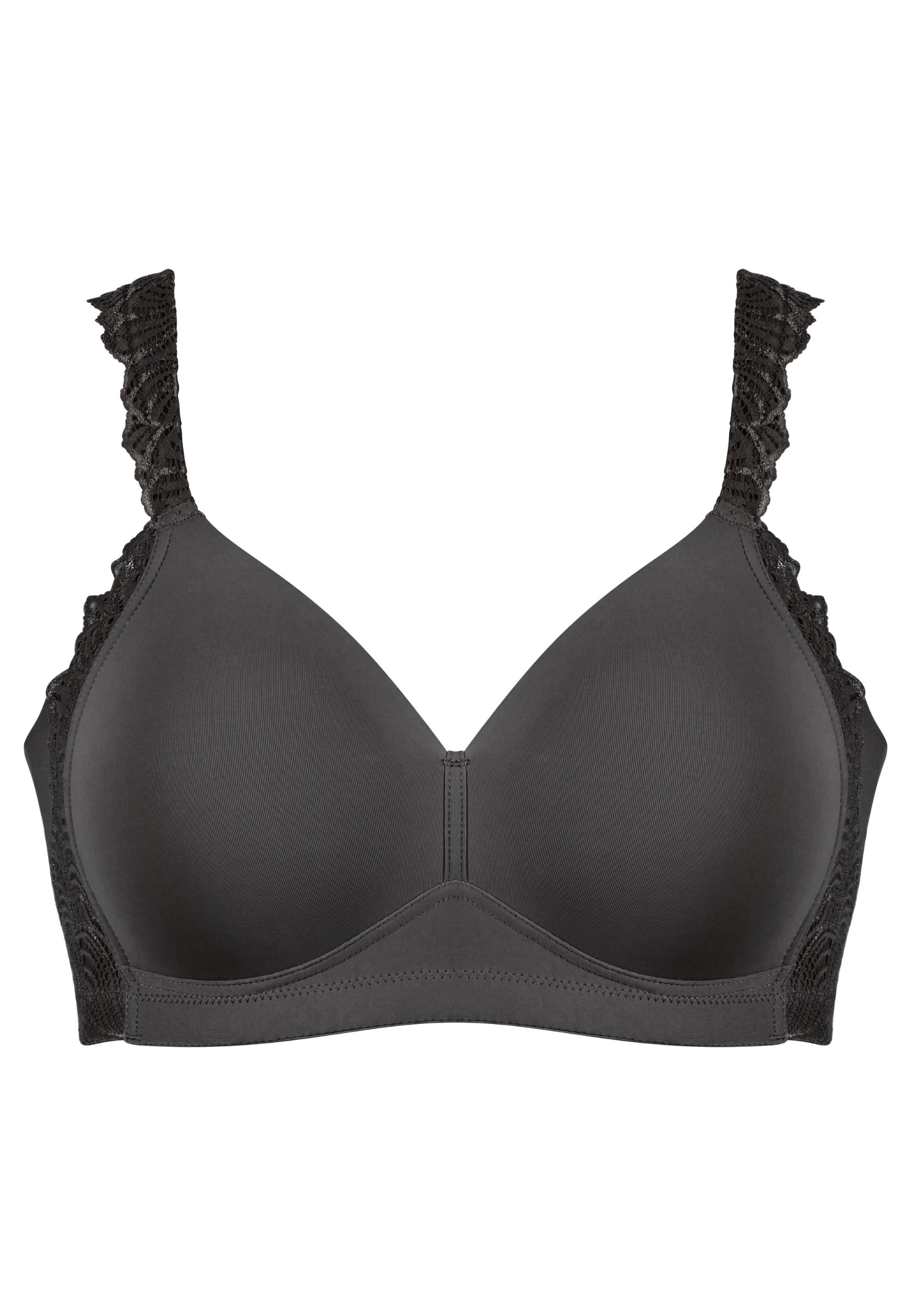 Voorzijde productafbeelding side smoother bh met gerecycled kant in de kleur zwart van het merk Naturana 