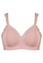 Voorzijde productafbeelding side smoother bh met kant in de kleur pink rose van het merk Naturana