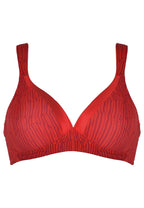 Voorzijde productafbeelding soft bh met glansband in de kleur negroni print van het merk Naturana