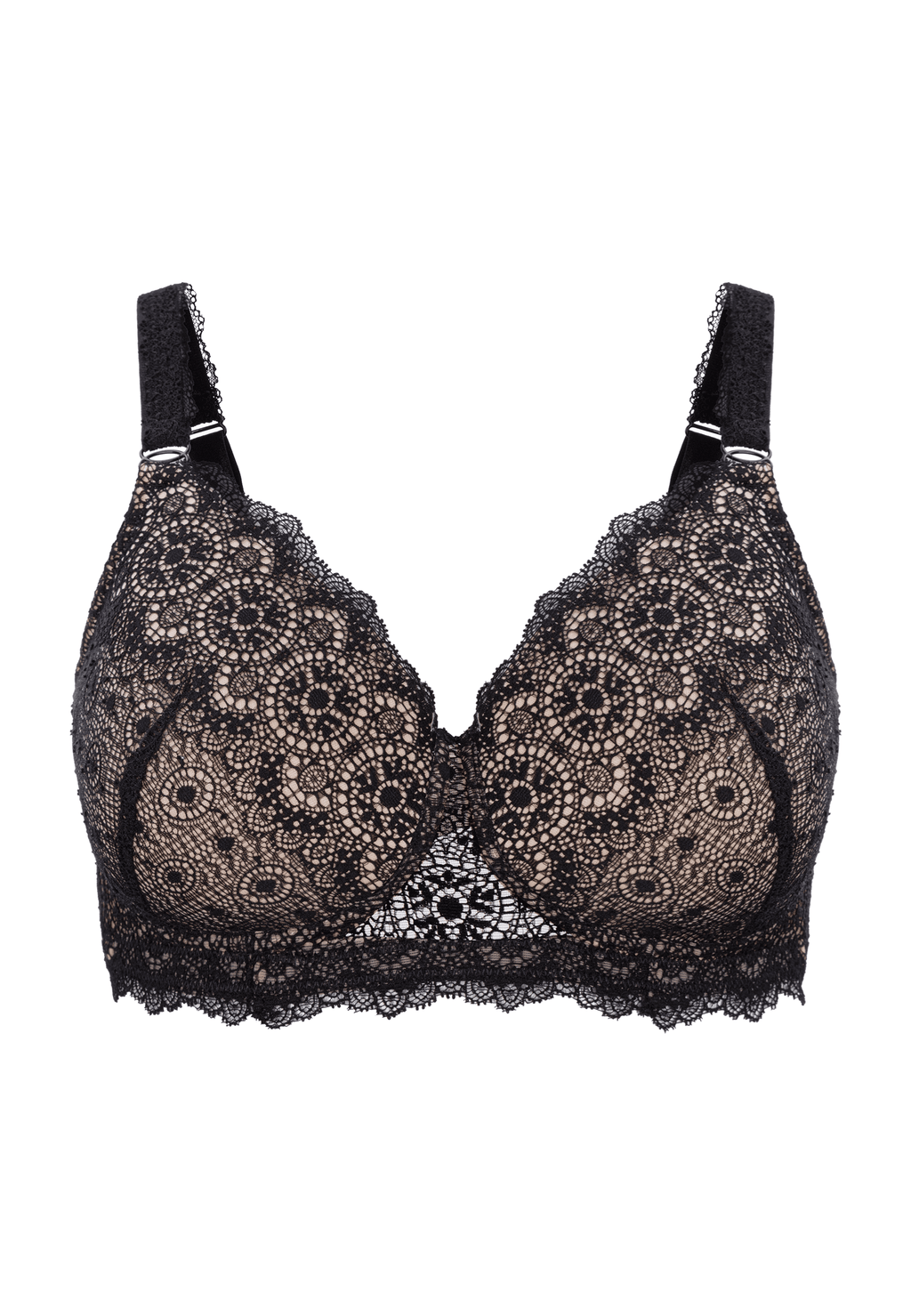 Voorzijde productafbeelding allure prothese bh in de kleur zwart van het merk Megami