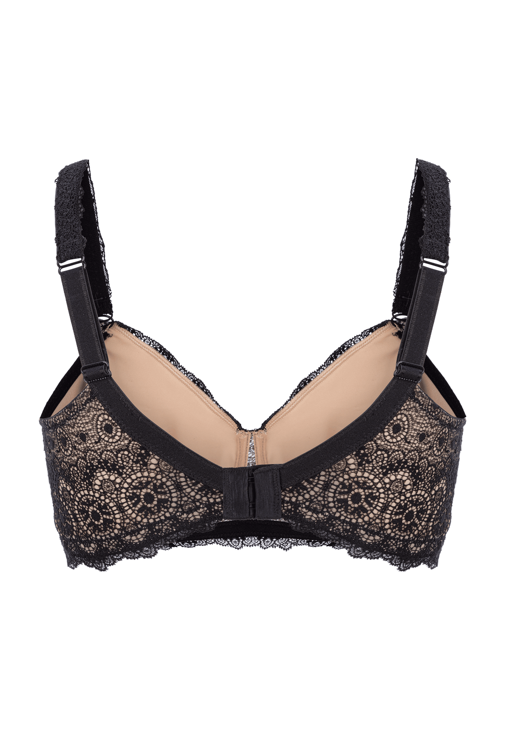 Achterzijde productafbeelding allure prothese bh in de kleur zwart van het merk Megami