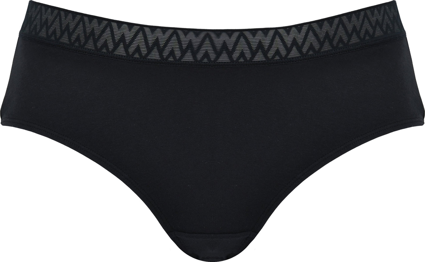 Voorzijde productafbeelding katoenen slip met kanten rand in de kleur zwart van het merk Naturana