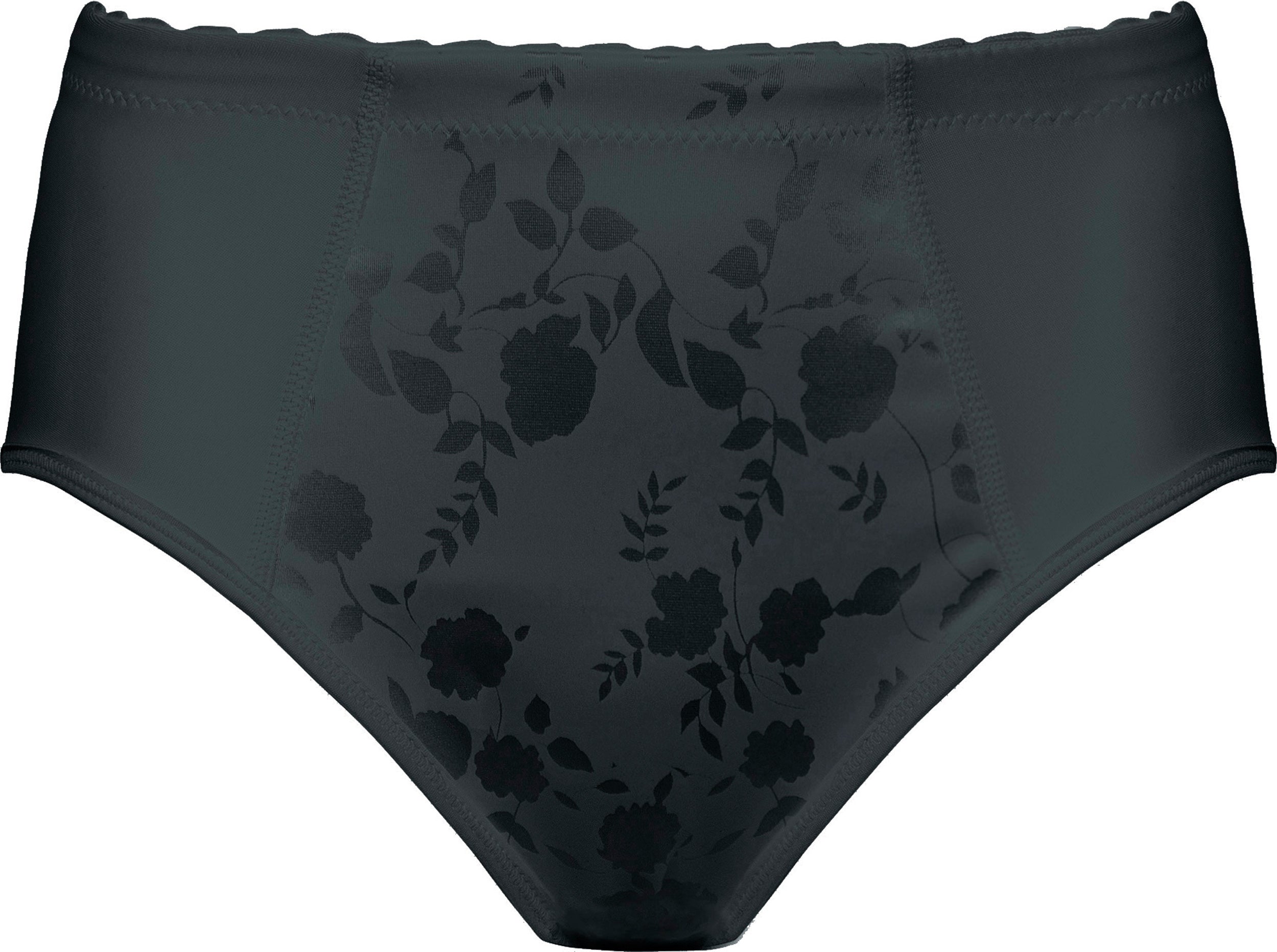 Voorzijde productafbeelding minimizer slip met bloemenpatroon in de kleur Zwart van het merk Naturana