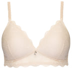 Voorzijde soft bh net kant in de kleur beige van het merk Naturana