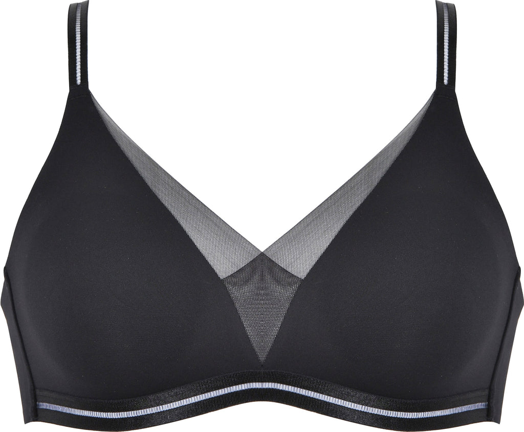 Voorzijde soft bh met mesh detail in de kleur zwart van het merk Naturana